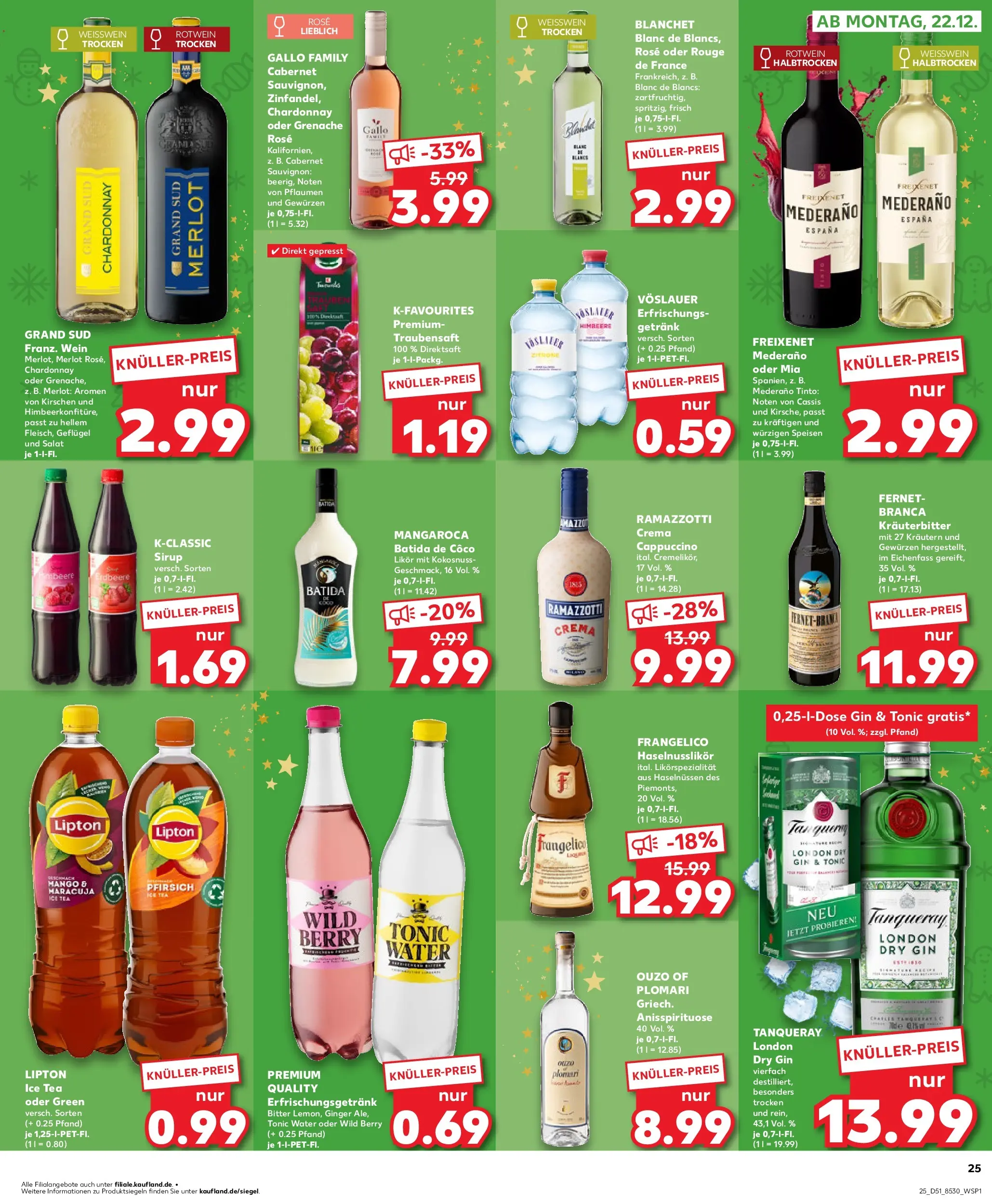 Prospekt Kaufland ab 18.12.2025 » Angebote Online zum Blättern | Seite: 25 | Produkte: Batida de coco, Ramazzotti crema, Mango, Salat