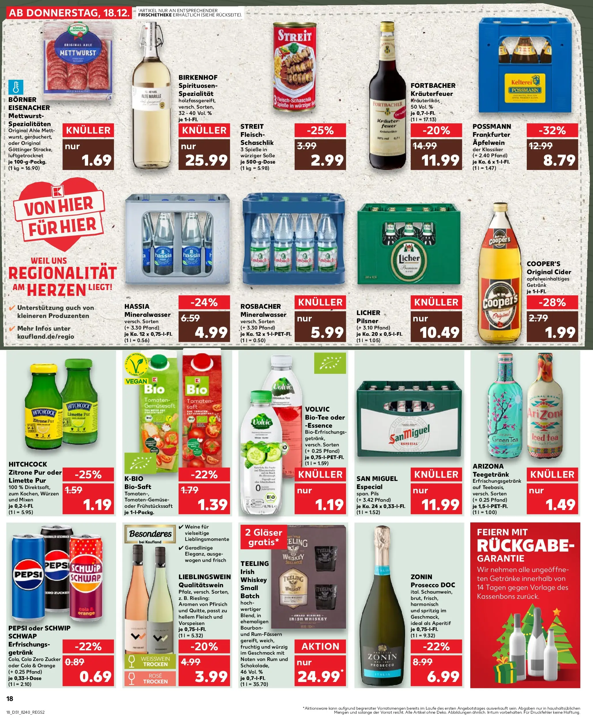 Prospekt Kaufland ab 18.12.2025 » Angebote Online zum Blättern | Seite: 18 | Produkte: Cola, Pils, Zucker, Bourbon