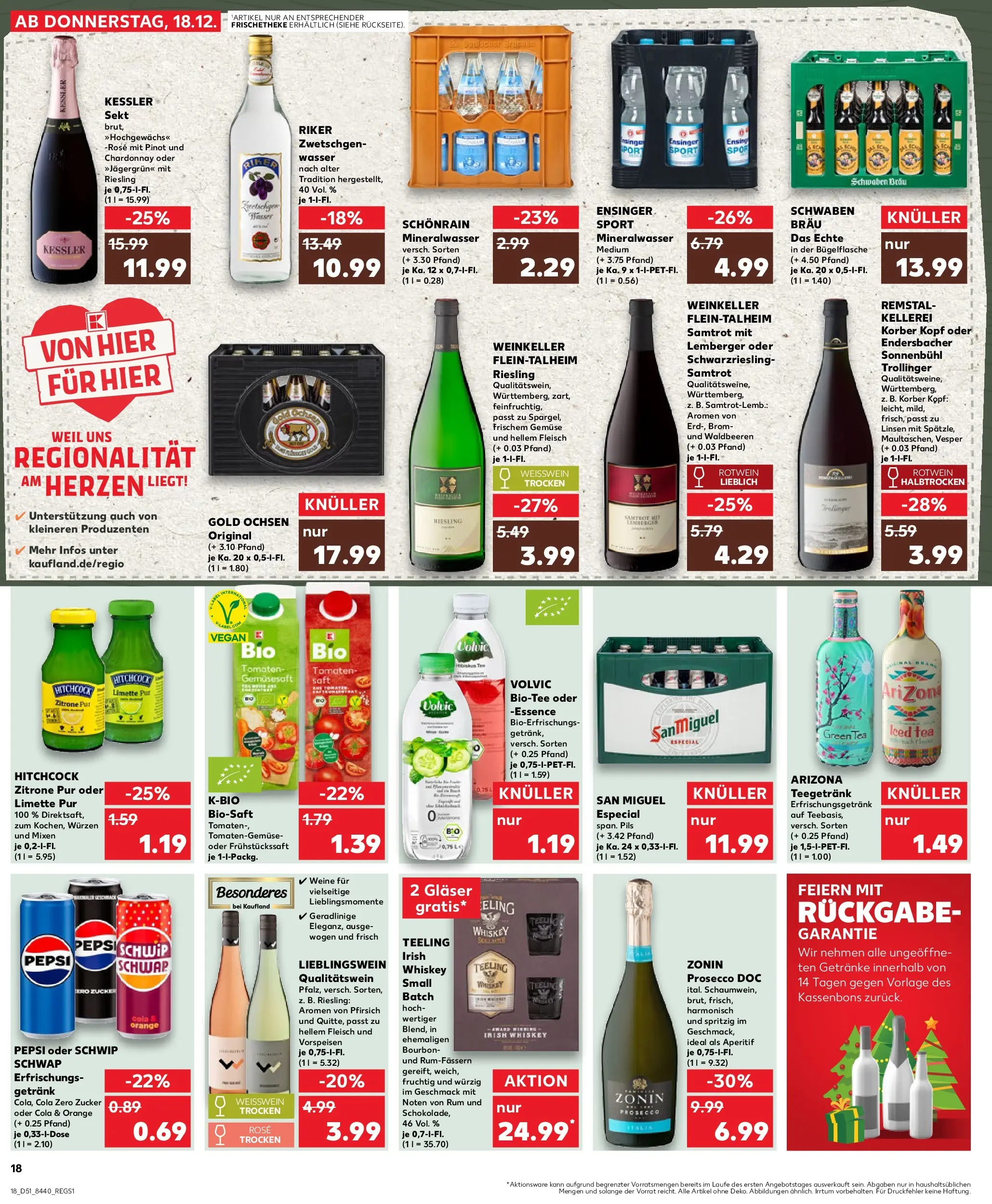 Prospekt Kaufland ab 18.12.2025 » Angebote Online zum Blättern | Seite: 18 | Produkte: Tomaten, Zwetschgen, Prosecco, Whiskey