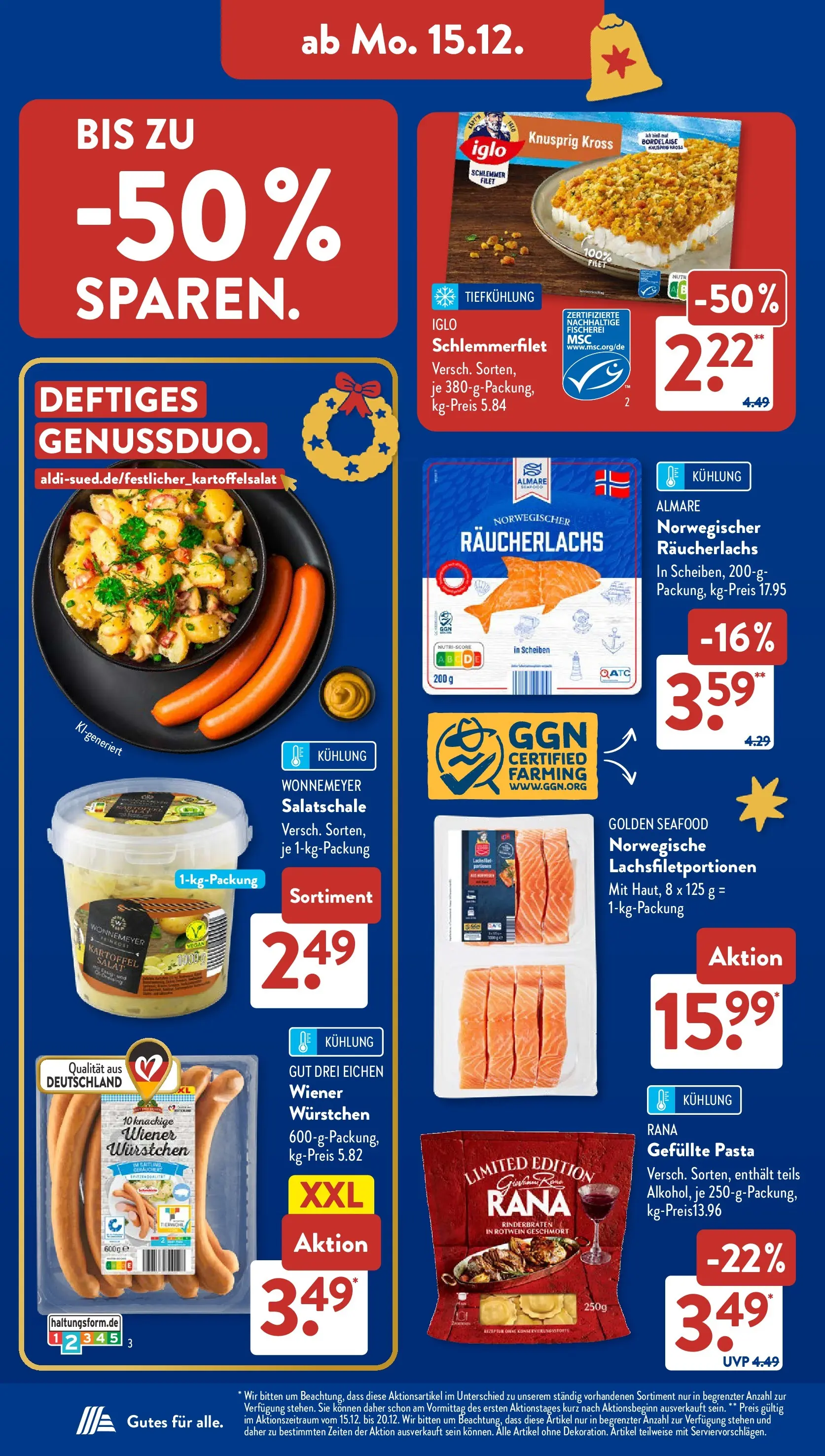 Aldi Süd - Aldi Süd: Wochenangebote (ab 14.12.2025) zum Blättern | Seite: 10 | Produkte: Rinderbraten, Wiener wurstchen, Iglo, Salat