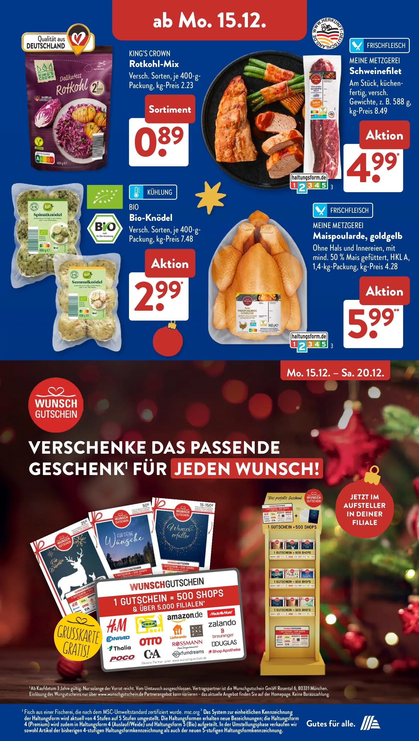 Aldi Süd - Aldi Süd: Wochenangebote (ab 14.12.2025) zum Blättern | Seite: 11 | Produkte: Rotkohl, Schweinefilet, Fisch, Kuchen