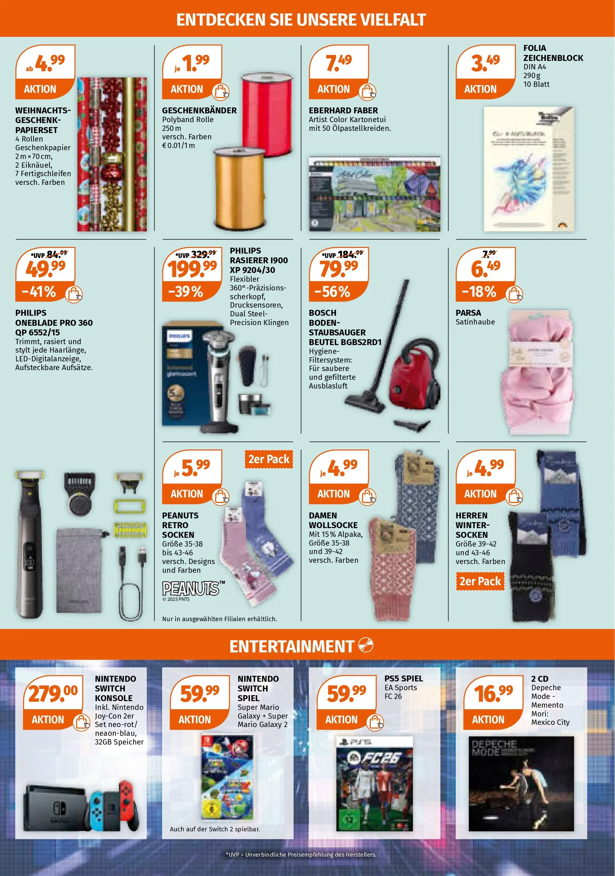 Müller - Müller: Last Minute Geschenkideen (ab 14.12.2025) zum Blättern | Seite: 17 | Produkte: Spiel, Staubsauger, Rasierer, Socken