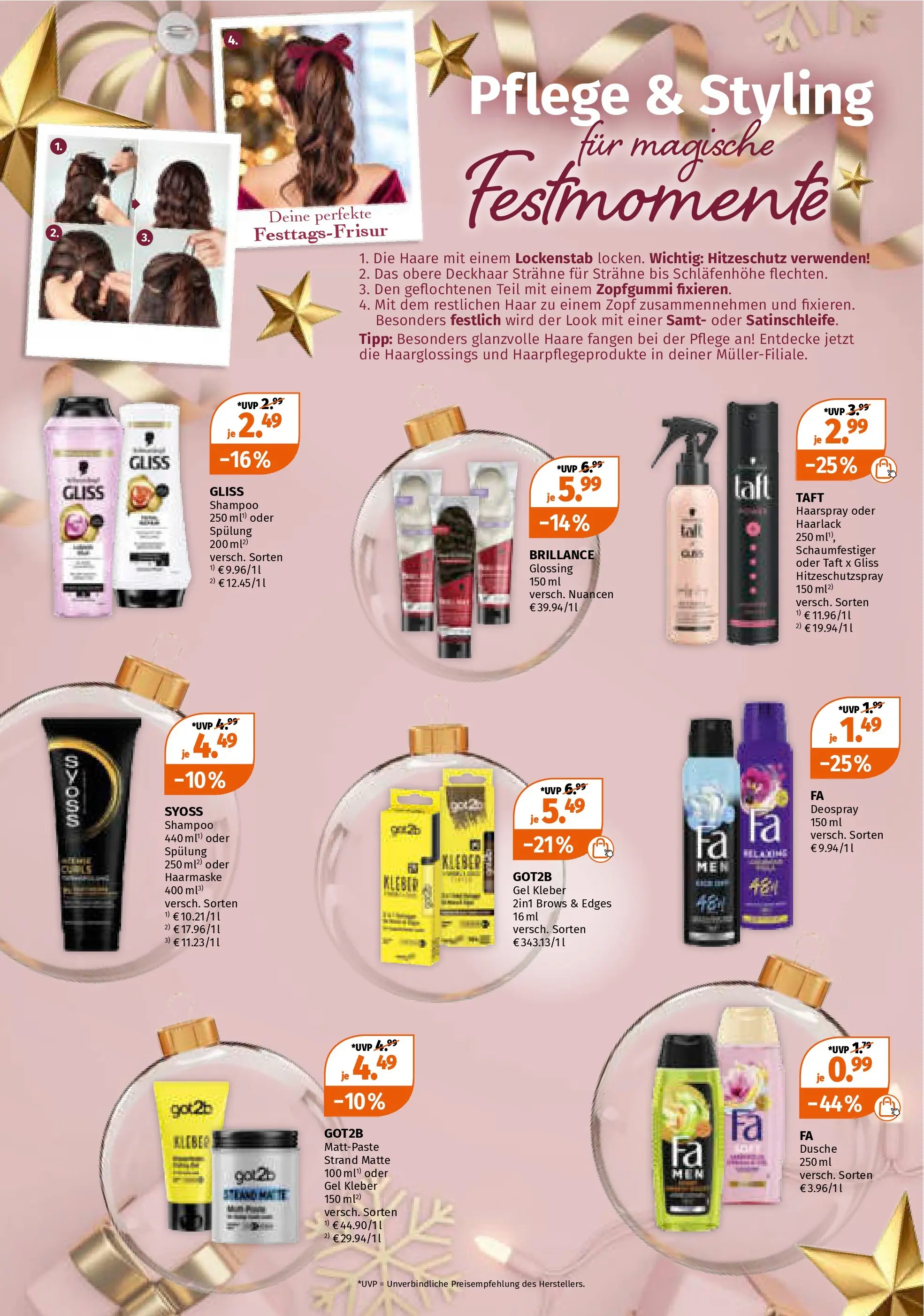 Müller - Müller: Last Minute Geschenkideen (ab 14.12.2025) zum Blättern | Seite: 20 | Produkte: Lockenstab, Haarmaske, Deodorant, Shower Gel