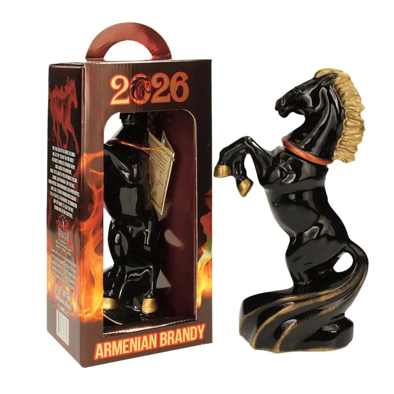 Arm. Brandy Pferd 2026 Keramik in Geschenkbox, 40% vol.