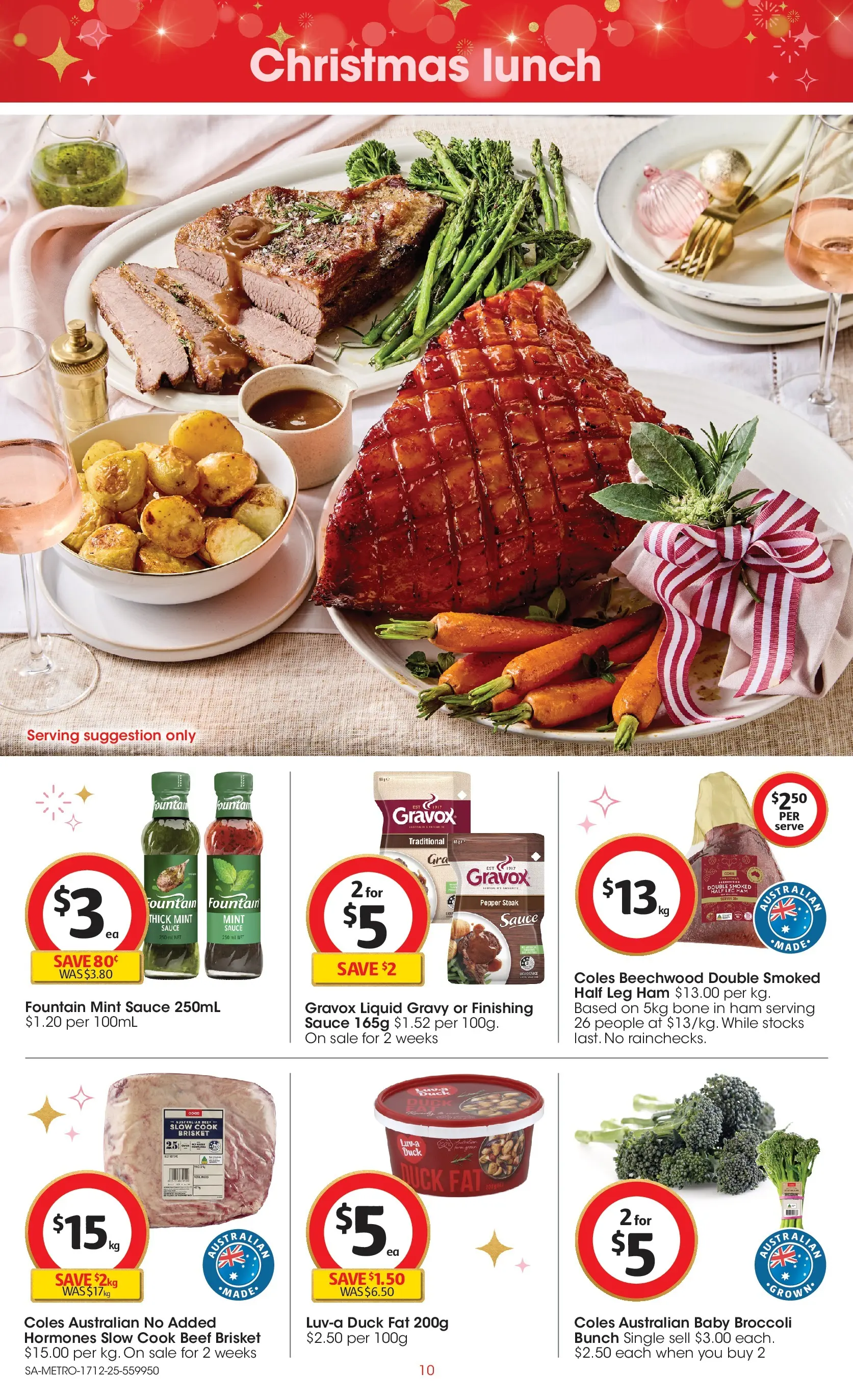 ﻿Coles catalogue valid from 17/12/2025 > Online Australia | Page: 10 | Products: Duck, Beef, Sauce, Fountain