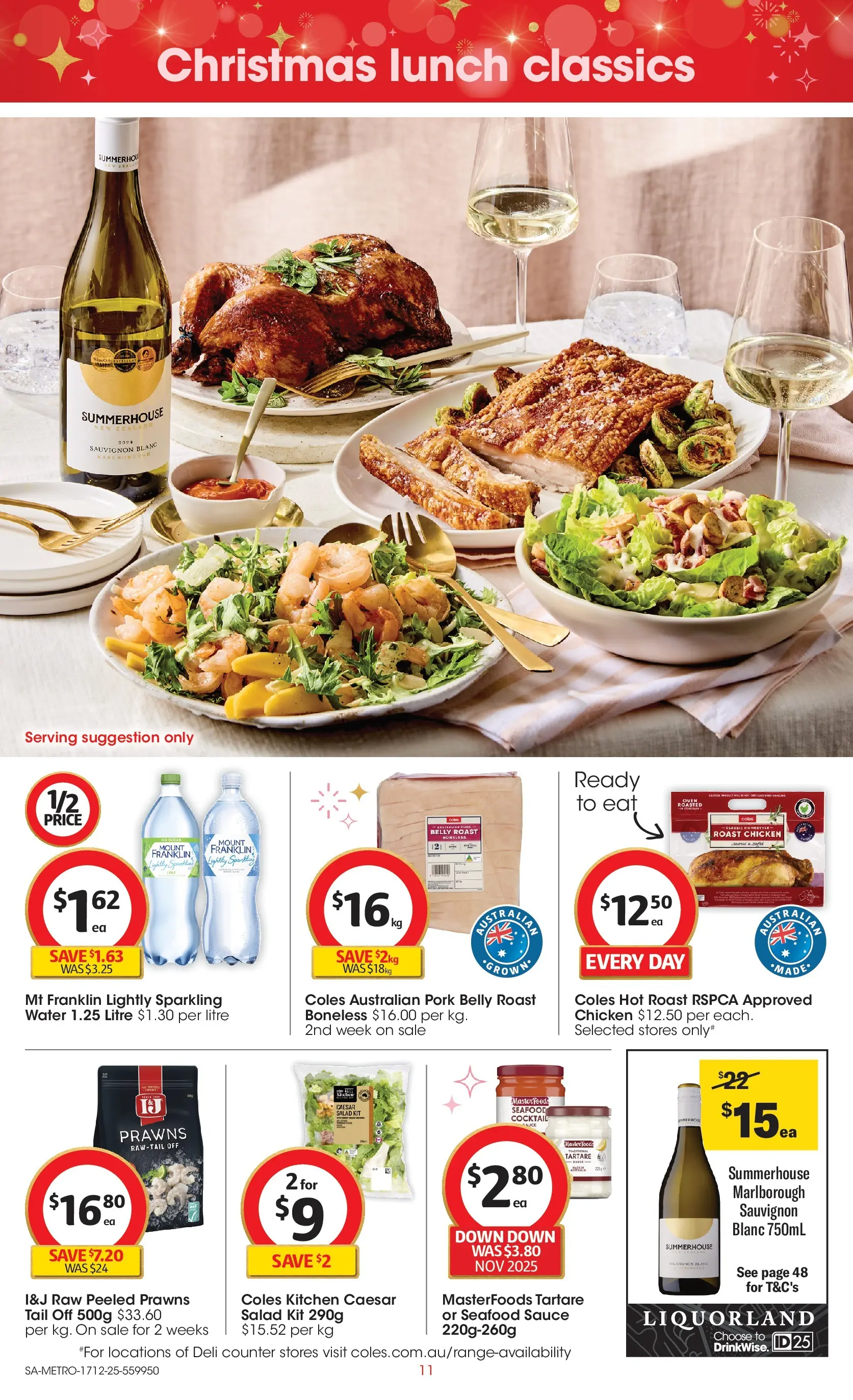 ﻿Coles catalogue valid from 17/12/2025 > Online Australia | Page: 11 | Products: Pork, Prawns, Water, Sauce