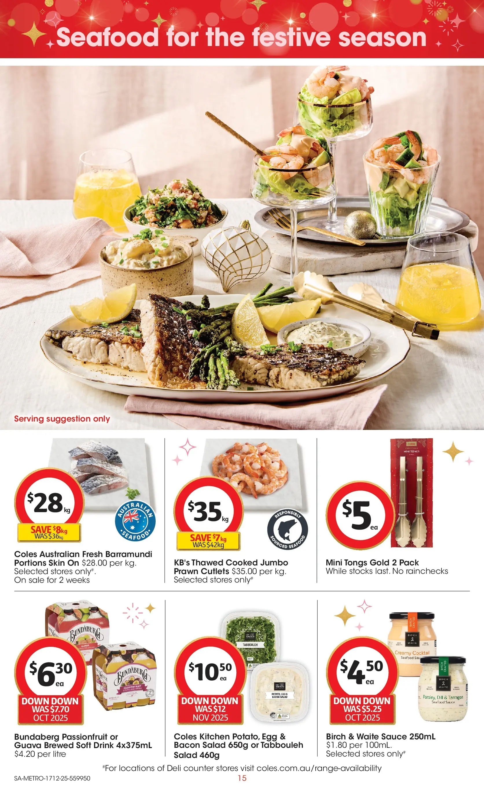﻿Coles catalogue valid from 17/12/2025 > Online Australia | Page: 15 | Products: Bacon, Passionfruit, Salad, Seafood