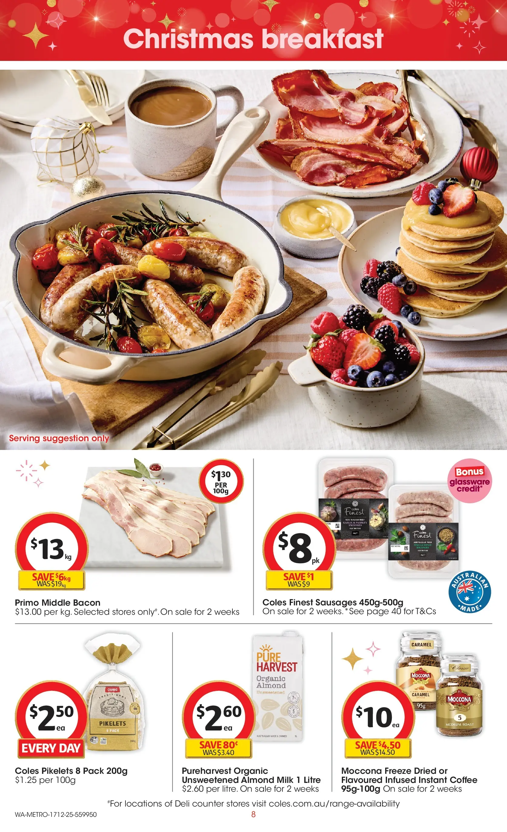 ﻿Coles catalogue valid from 16/12/2025 > Online Australia | Page: 8 | Products: Milk, Coffee, Garlic, Moccona