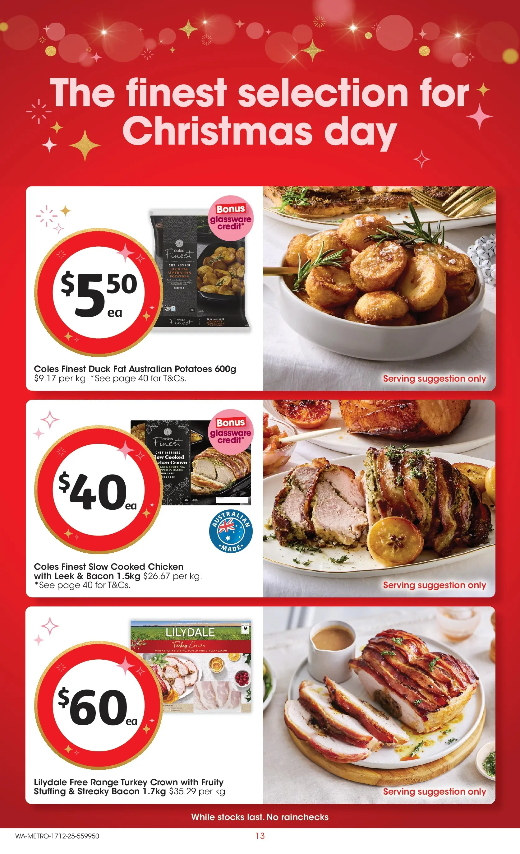 ﻿Coles catalogue valid from 16/12/2025 > Online Australia | Page: 13 | Products: Bacon, Duck, Chicken, Turkey