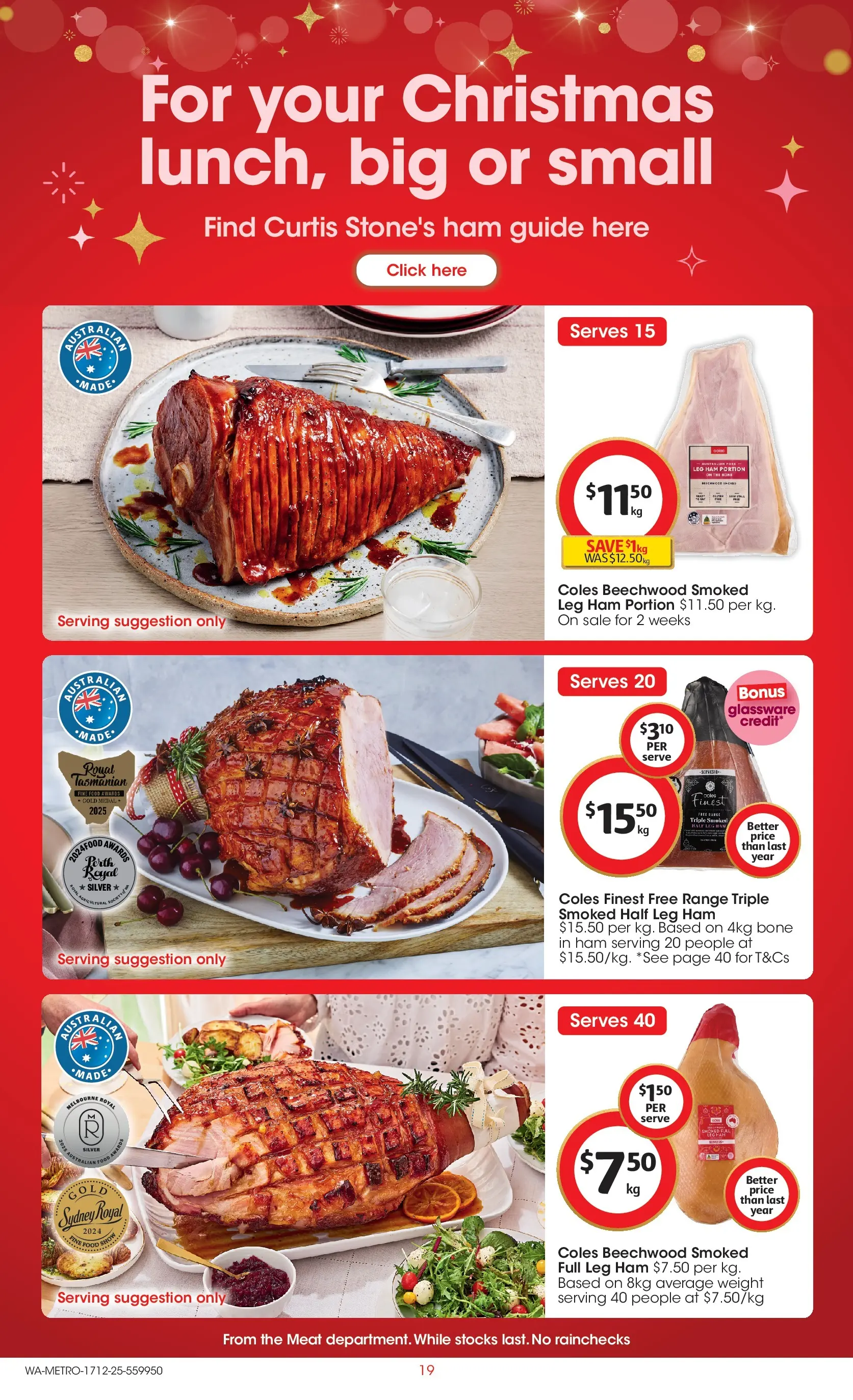 ﻿Coles catalogue valid from 16/12/2025 > Online Australia | Page: 19 | Products: Ham, Glassware, Meat, Weight