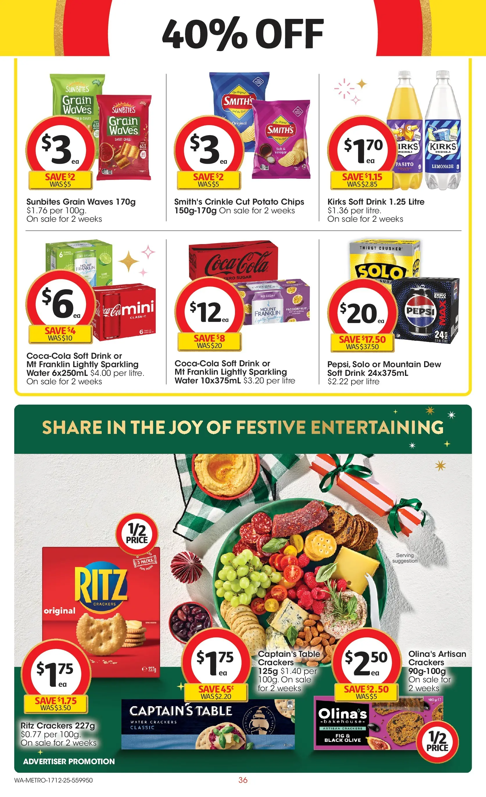 ﻿Coles catalogue valid from 16/12/2025 > Online Australia | Page: 36 | Products: Table, Crackers, Passionfruit, Salt