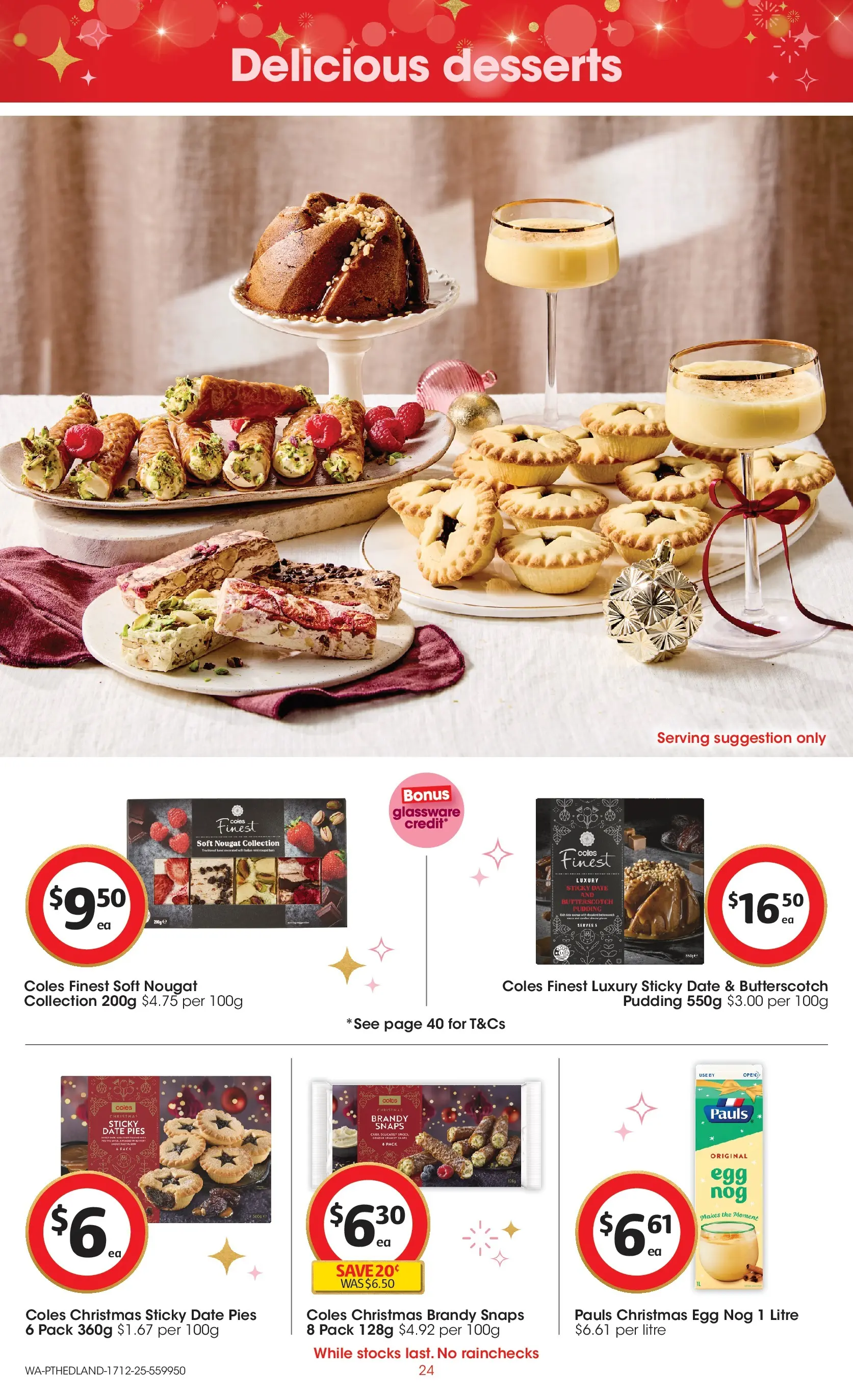 ﻿Coles catalogue valid from 17/12/2025 > Online Australia | Page: 24 | Products: Glassware, Pudding, Date, Pies