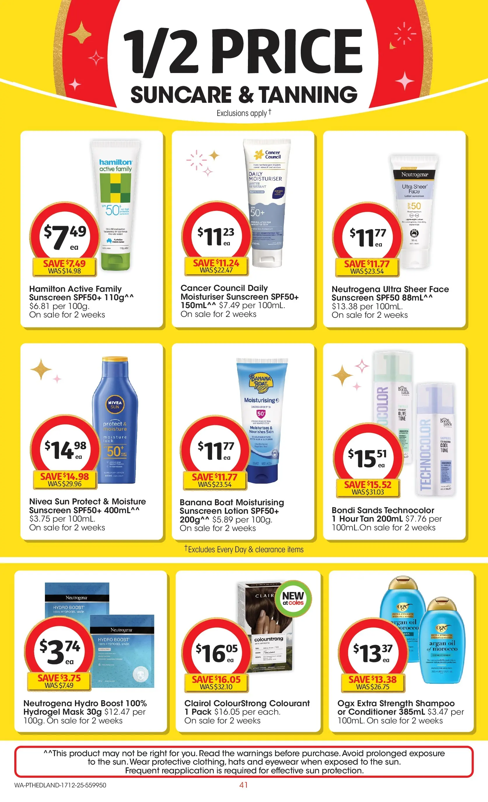 ﻿Coles catalogue valid from 17/12/2025 > Online Australia | Page: 41 | Products: Oil, Sunscreen, Moisturiser, Water