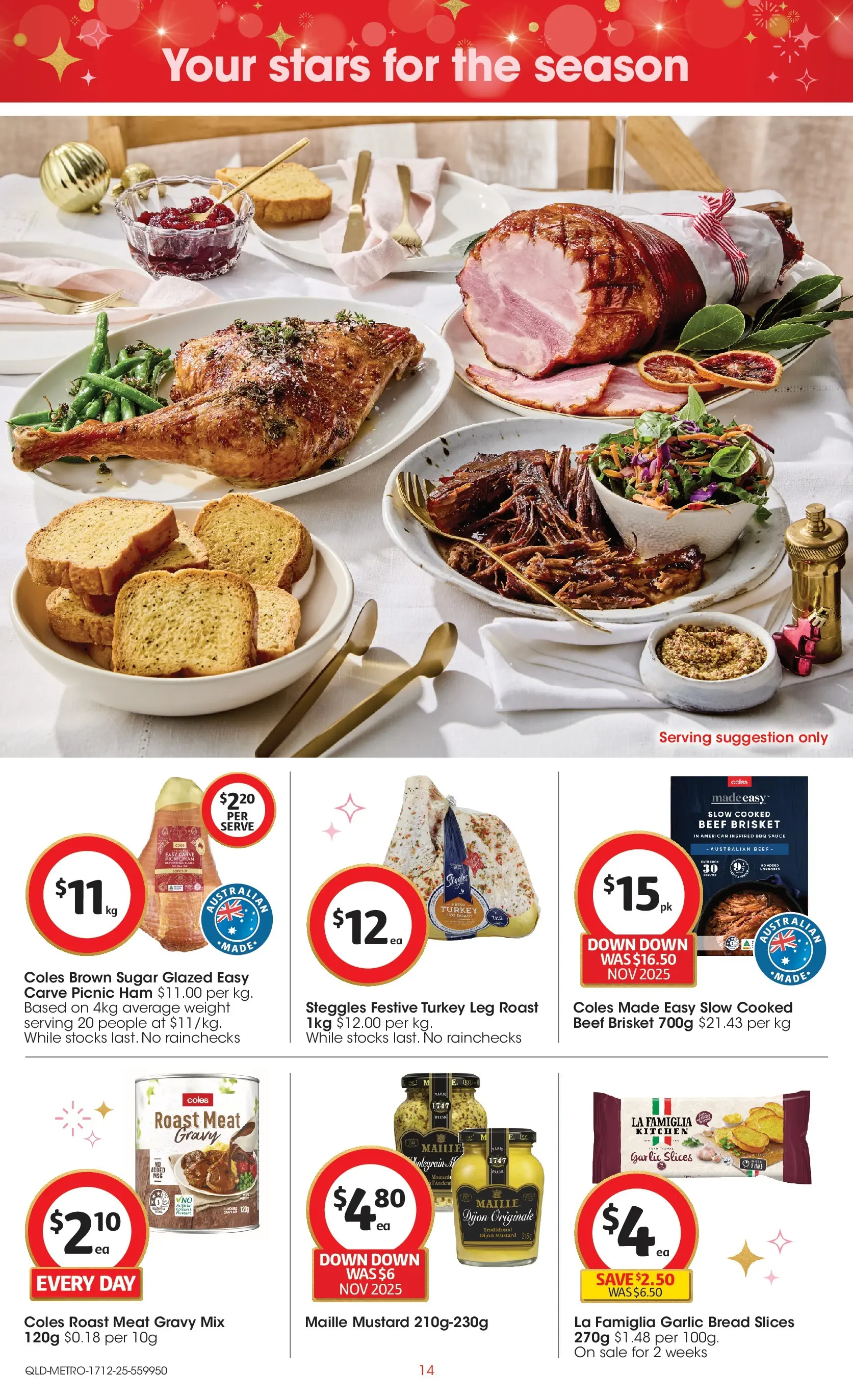 ﻿Coles catalogue valid from 17/12/2025 > Online Australia | Page: 14 | Products: BBQ Sauce, Mustard, Meat, Garlic