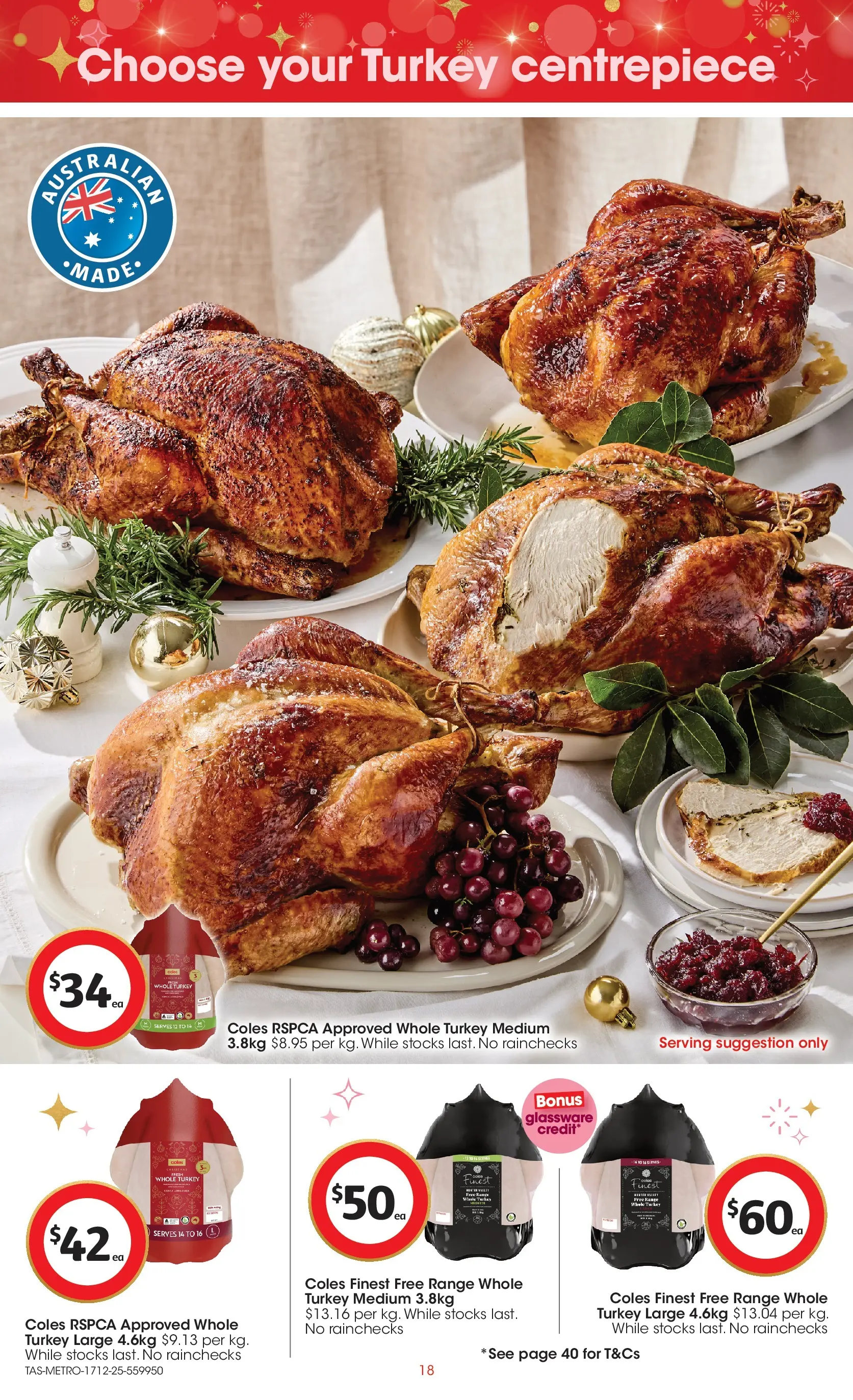 ﻿Coles catalogue valid from 17/12/2025 > Online Australia | Page: 18 | Products: Glassware, Centrepiece, Turkey
