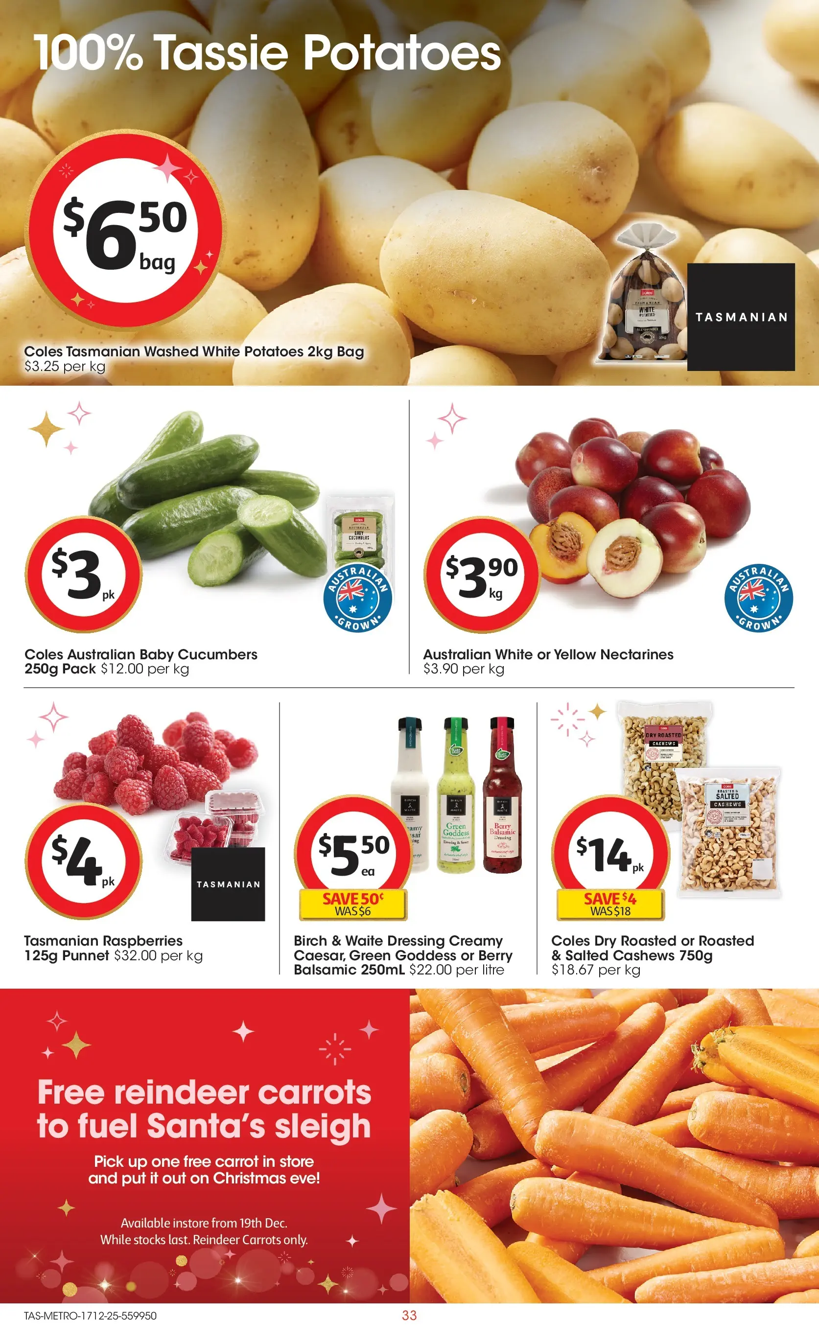 ﻿Coles catalogue valid from 17/12/2025 > Online Australia | Page: 33 | Products: Carrots, Cucumbers, Potatoes, Bag