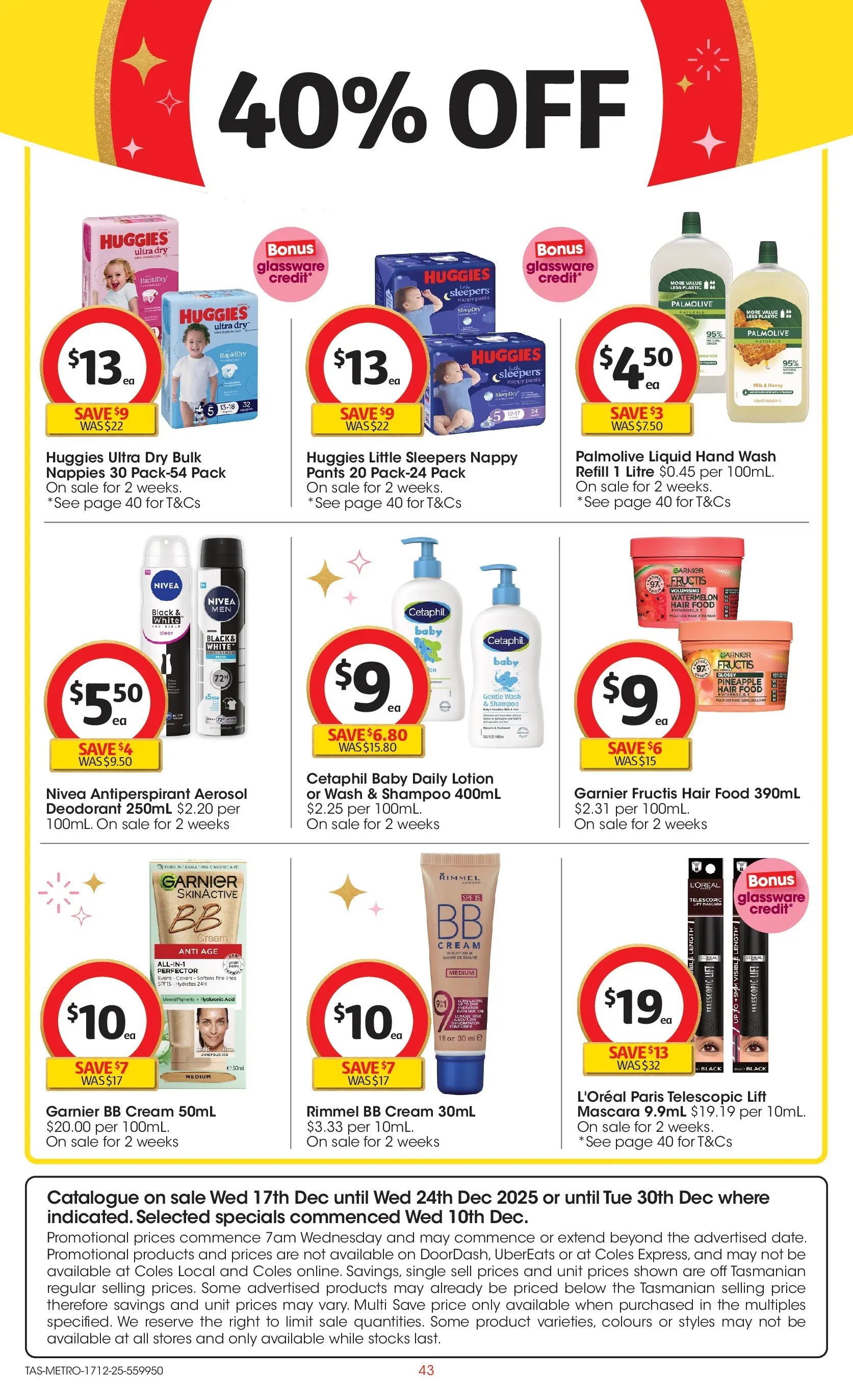 ﻿Coles catalogue valid from 17/12/2025 > Online Australia | Page: 43 | Products: Shampoo, Honey, Pants, Watermelon
