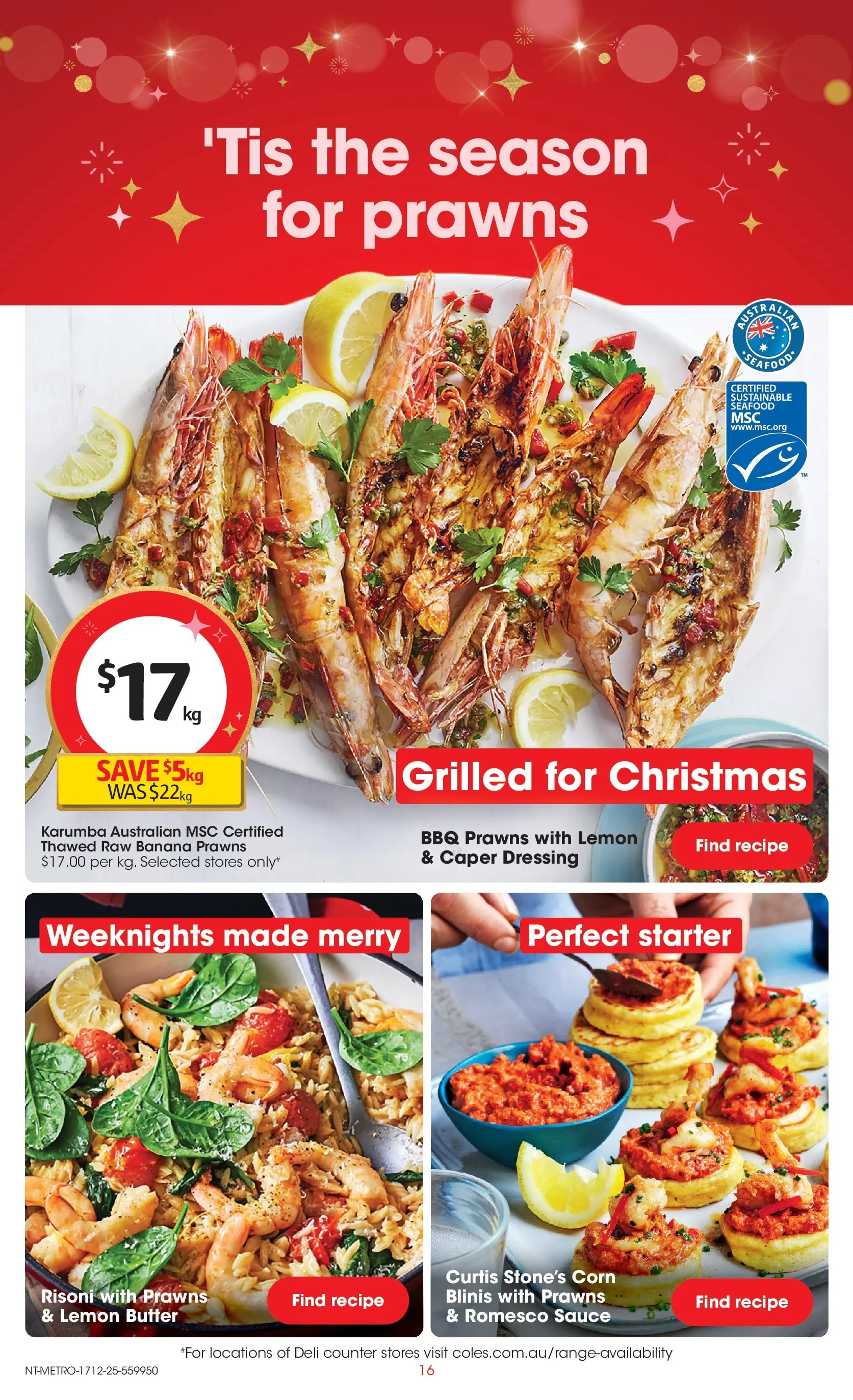 ﻿Coles catalogue valid from 17/12/2025 > Online Australia | Page: 16 | Products: Butter, Prawns, Sustainable, Seafood
