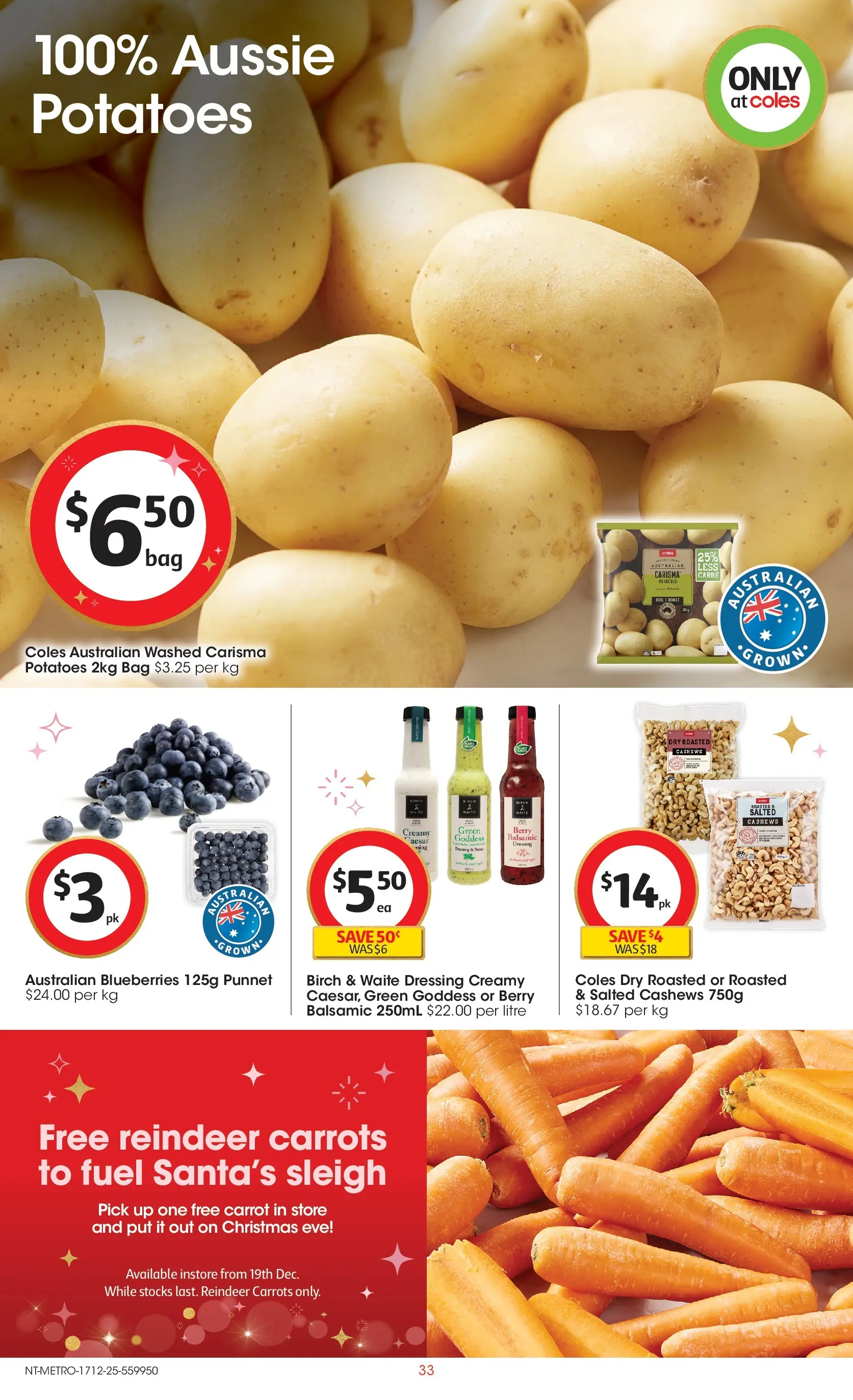 ﻿Coles catalogue valid from 17/12/2025 > Online Australia | Page: 33 | Products: Carrots, Potatoes, Blueberries, Bag