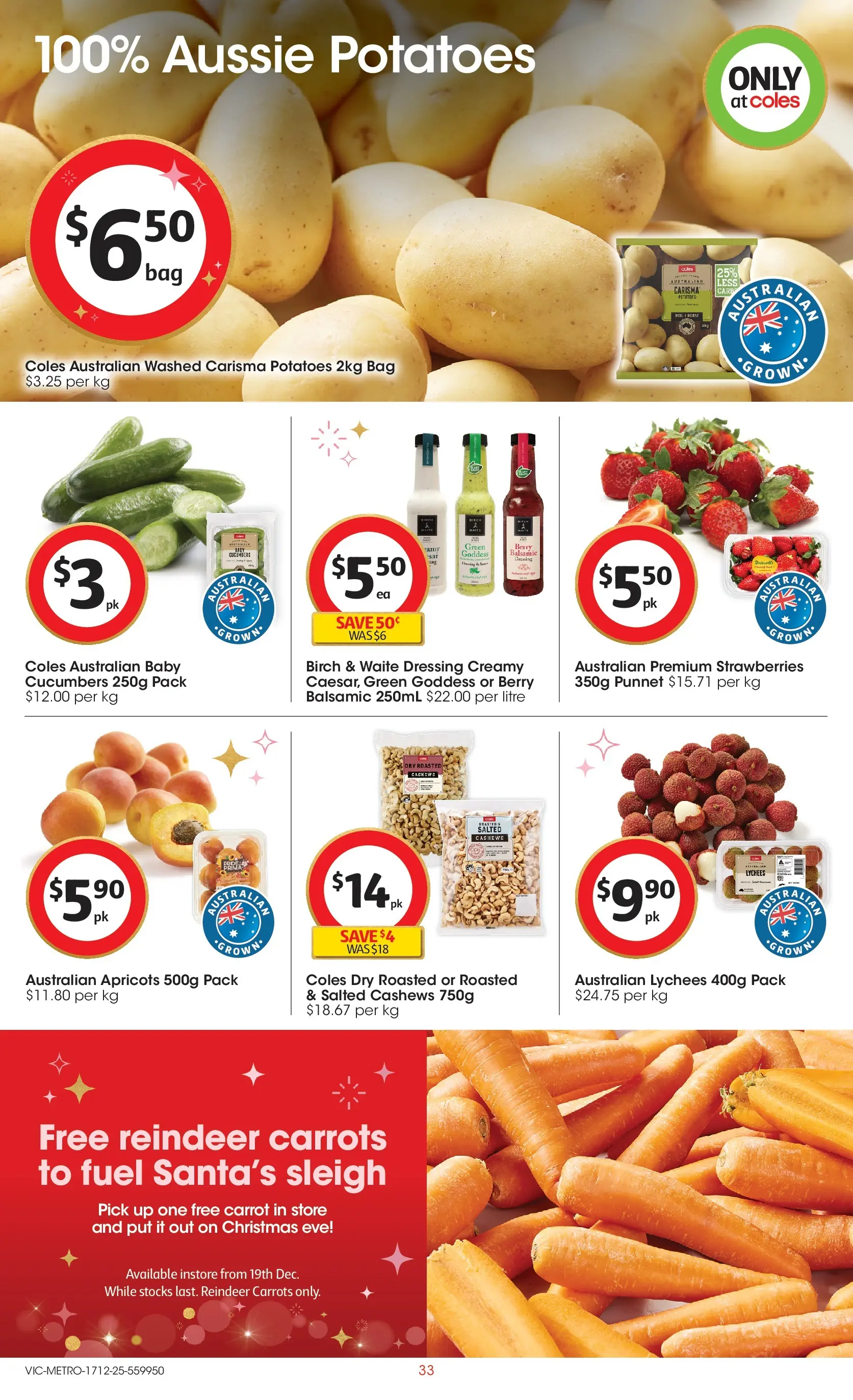 ﻿Coles catalogue valid from 16/12/2025 > Online Australia | Page: 33 | Products: Strawberries, Carrots, Cucumbers, Potatoes