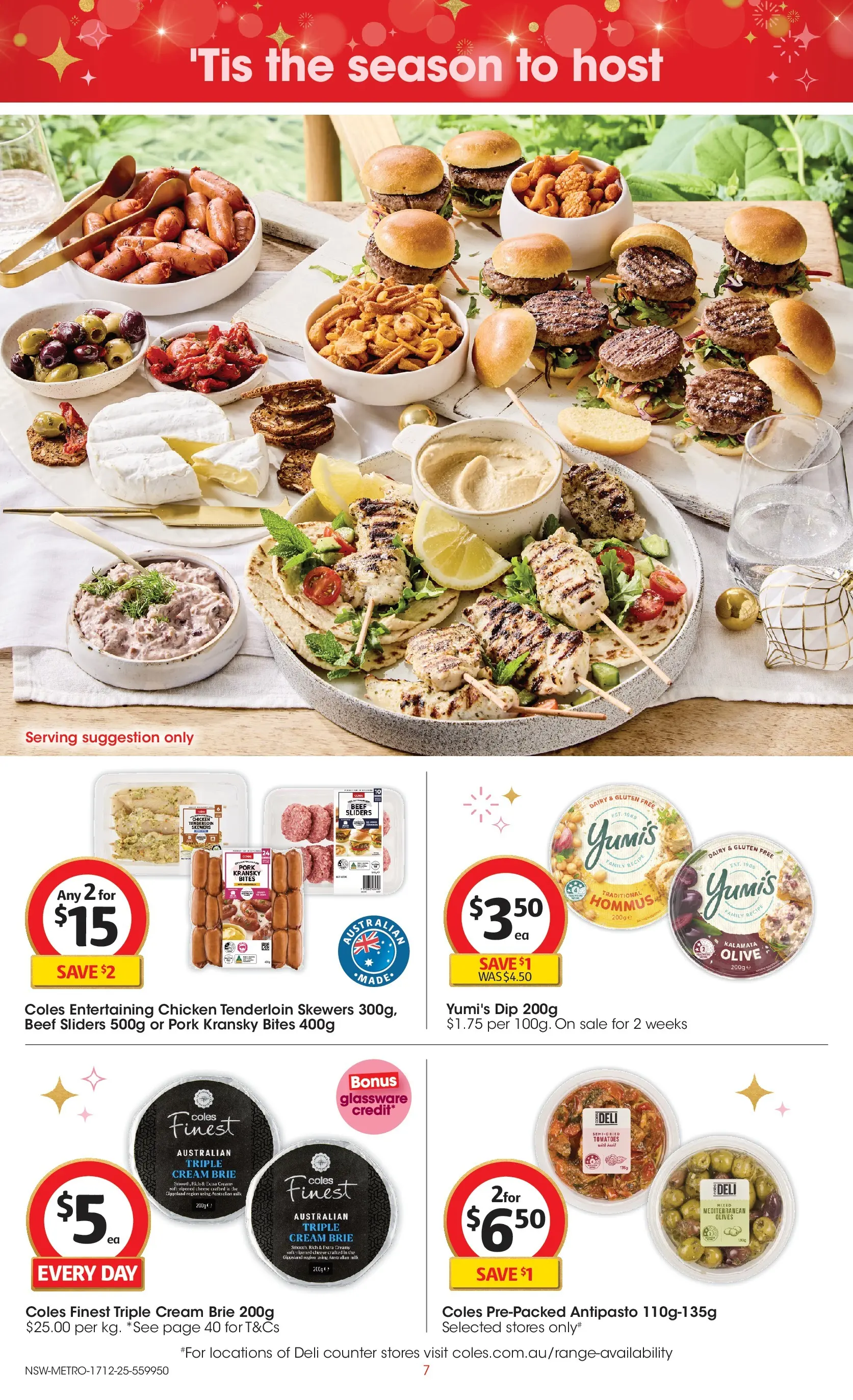 ﻿Coles catalogue valid from 17/12/2025 > Online Australia | Page: 7 | Products: Dairy, Glassware, Pork, Olives