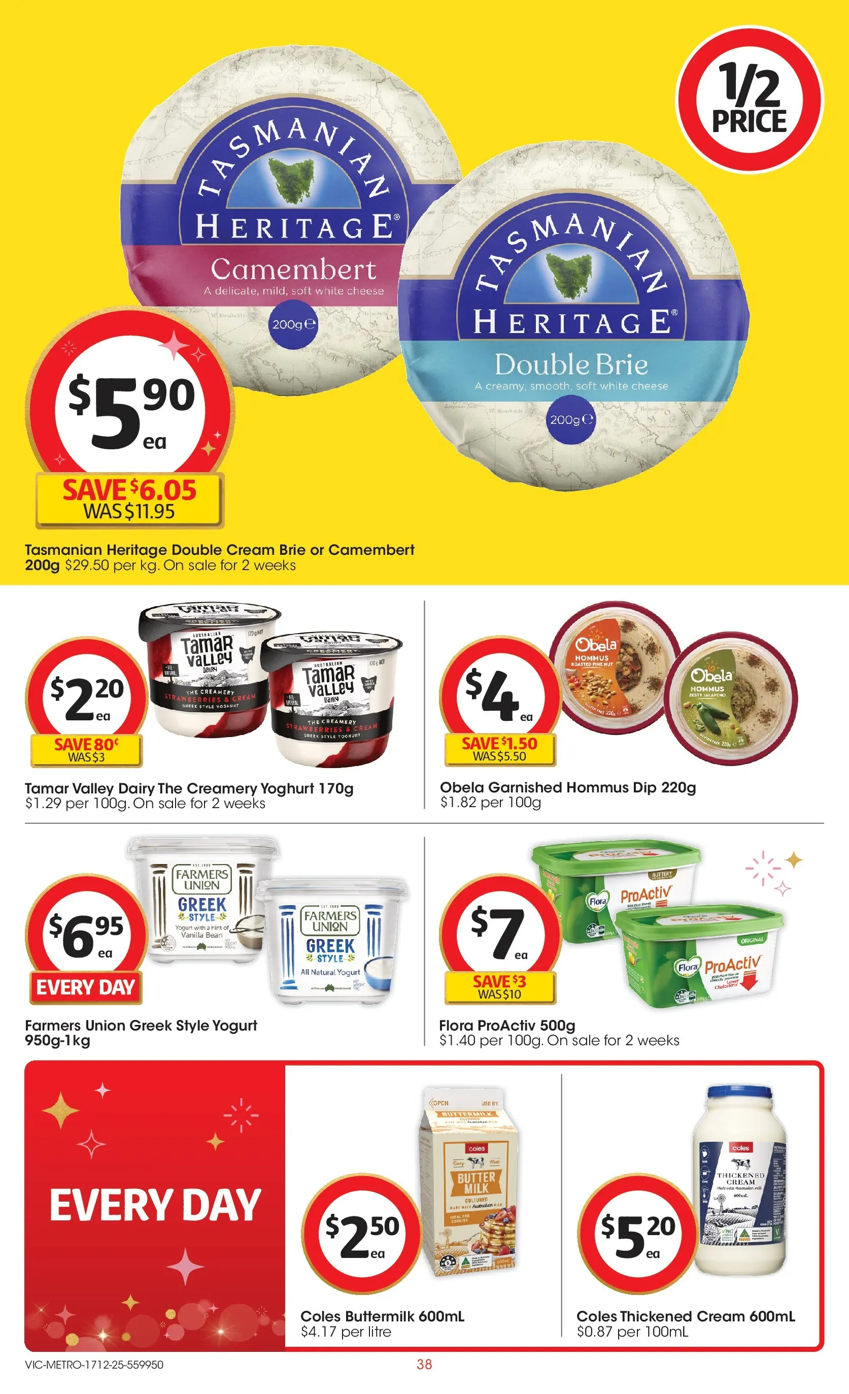 ﻿Coles catalogue valid from 16/12/2025 > Online Australia | Page: 38 | Products: Butter, Yoghurt, Strawberries, Cream