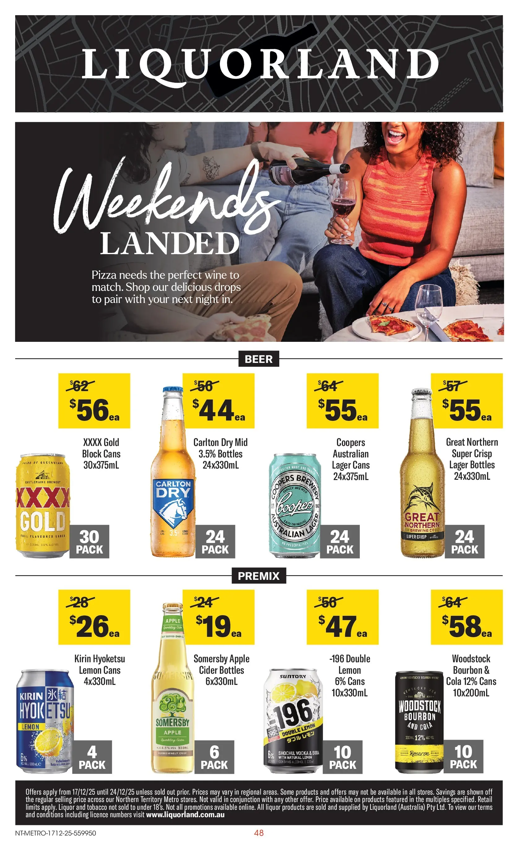 ﻿Coles catalogue valid from 17/12/2025 > Online Australia | Page: 48 | Products: Pizza, Wine, Beer, Bourbon