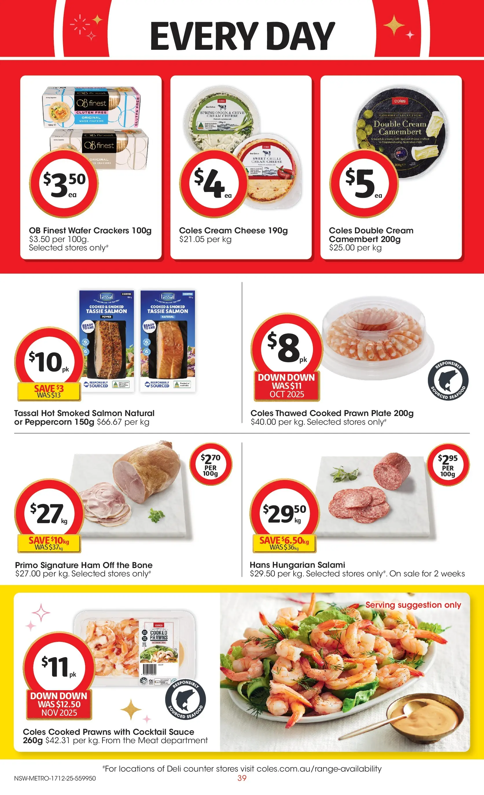 ﻿Coles catalogue valid from 17/12/2025 > Online Australia | Page: 39 | Products: Salami, Ham, Meat, Cream