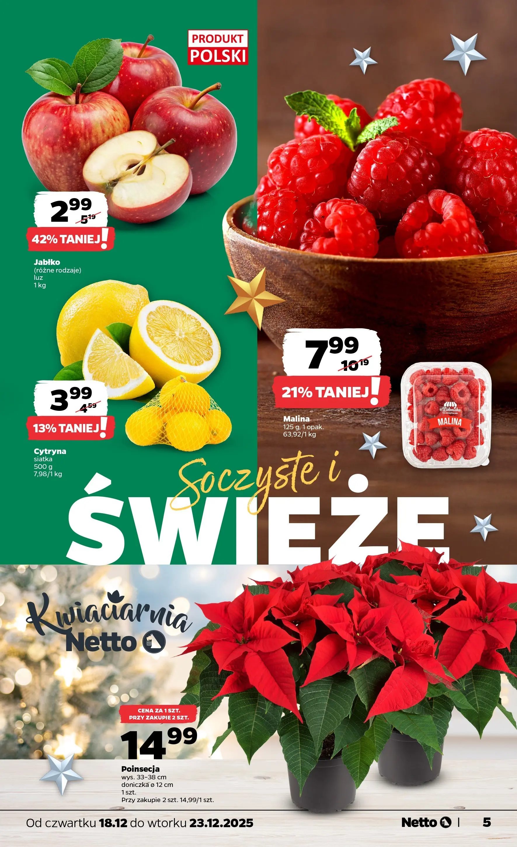 Netto gazetka od 18.12.2025 | Boże Narodzenie 🎄🎁 | Strona: 5 | Produkty: Cytryna, Malina, Siatka, Doniczka
