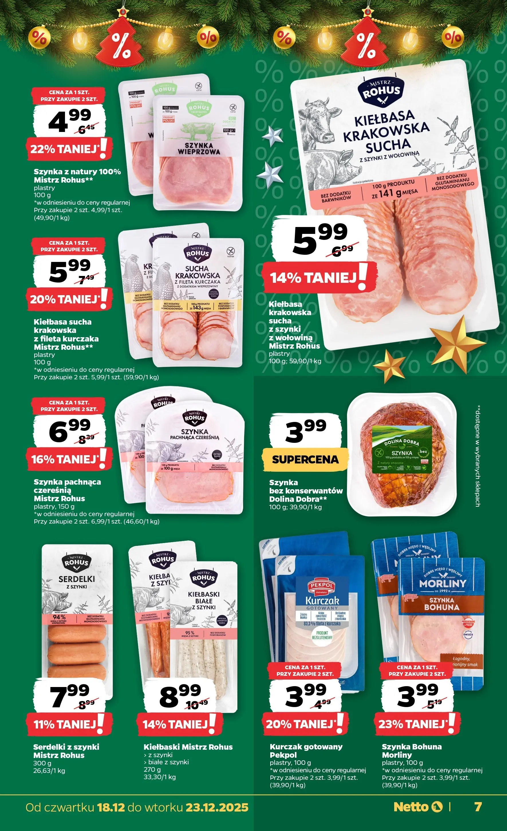 Netto gazetka od 18.12.2025 | Boże Narodzenie 🎄🎁 | Strona: 7 | Produkty: Kurczak, Mięso, Kiełbaski, Wołowina