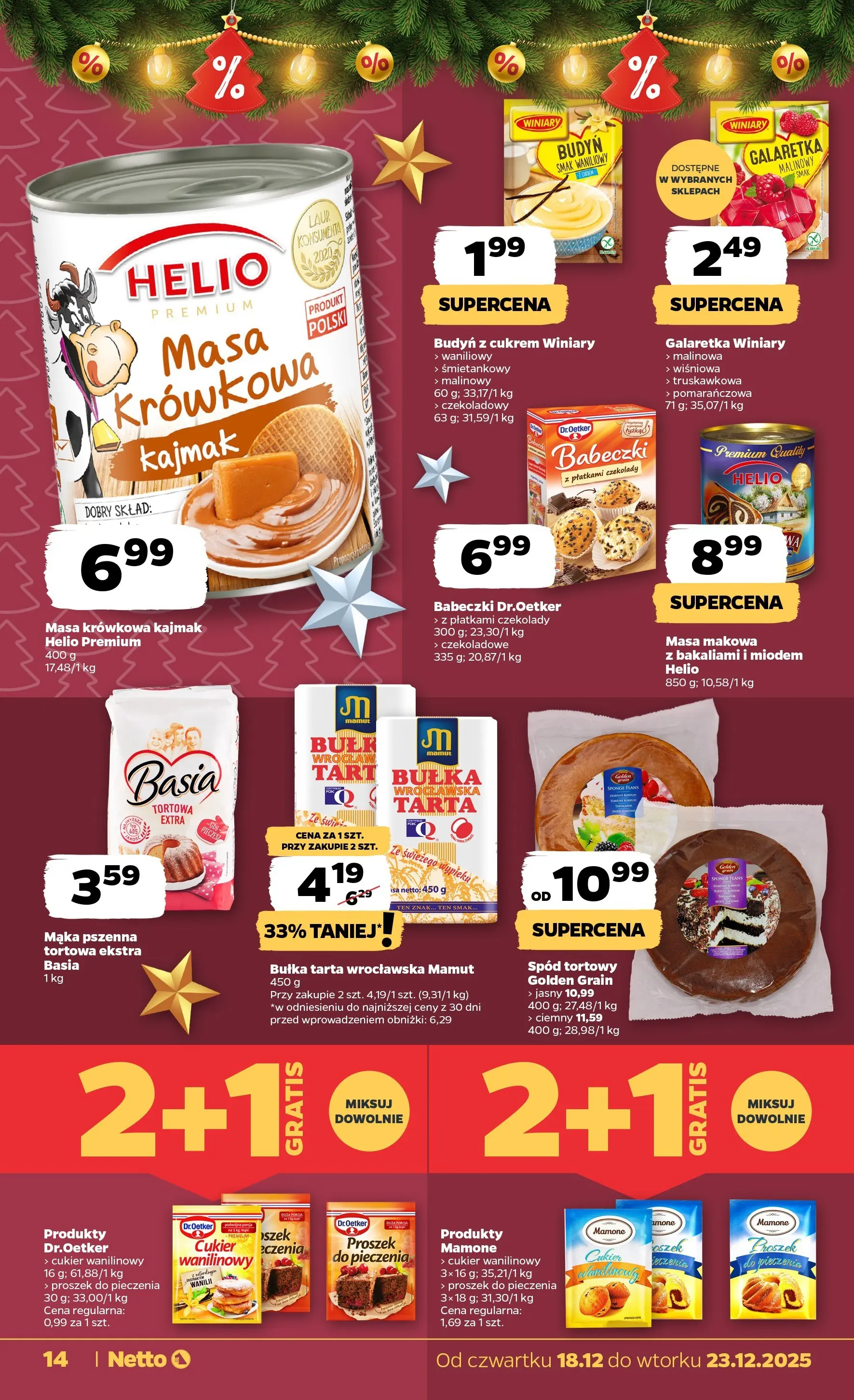 Netto gazetka od 18.12.2025 | Boże Narodzenie 🎄🎁 | Strona: 14 | Produkty: Spód tortowy, Kajmak, Cukier wanilinowy, Cukier