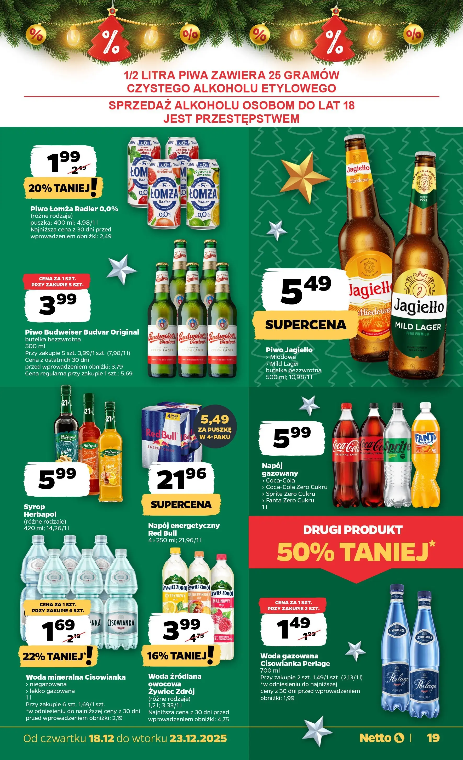 Netto gazetka od 18.12.2025 | Boże Narodzenie 🎄🎁 | Strona: 19 | Produkty: Cytryna, Red bull, Woda źródlana, Mięta