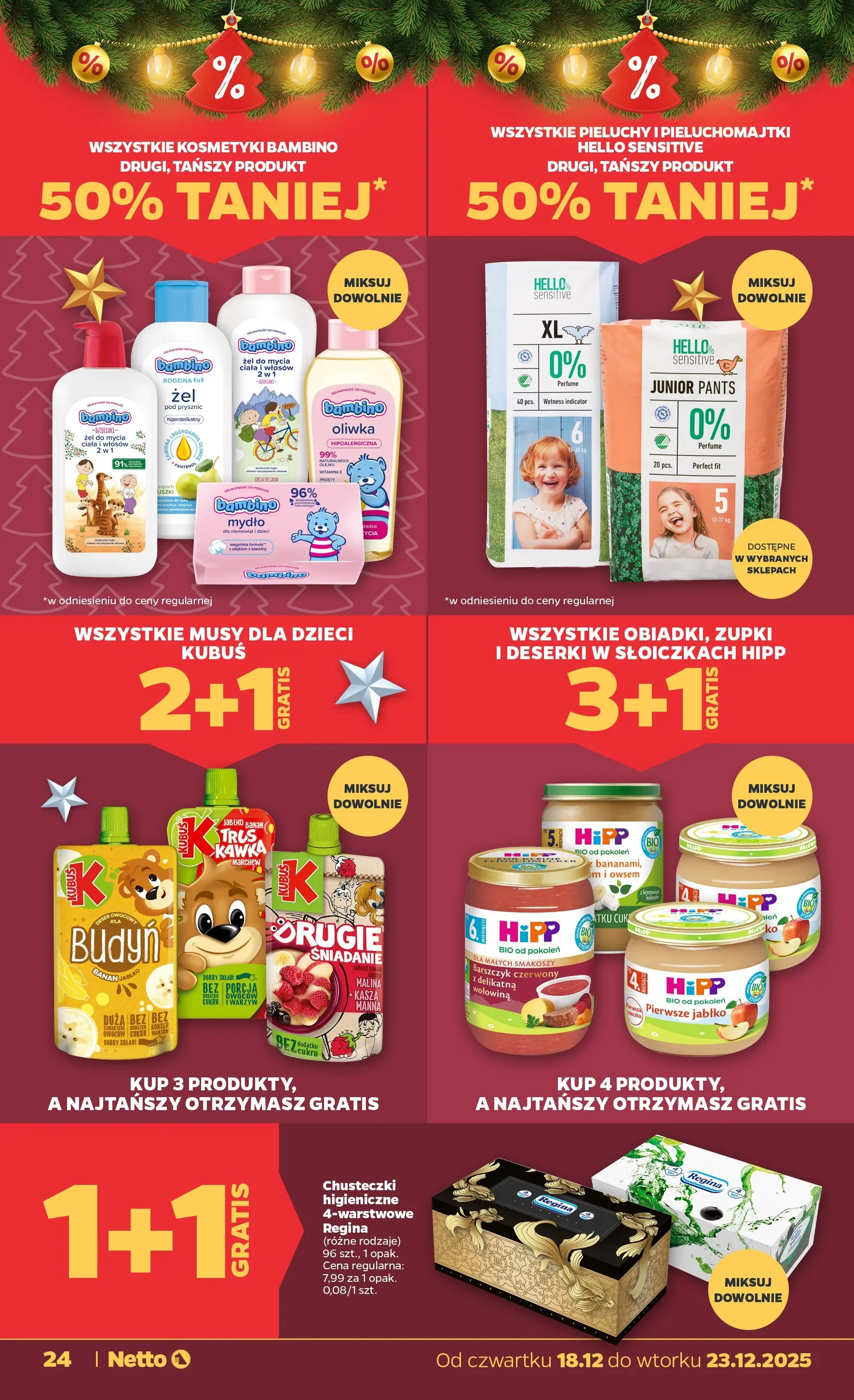 Netto gazetka od 18.12.2025 | Boże Narodzenie 🎄🎁 | Strona: 24 | Produkty: Chusteczki higieniczne, Pieluchomajtki, Wołowina, Mydło