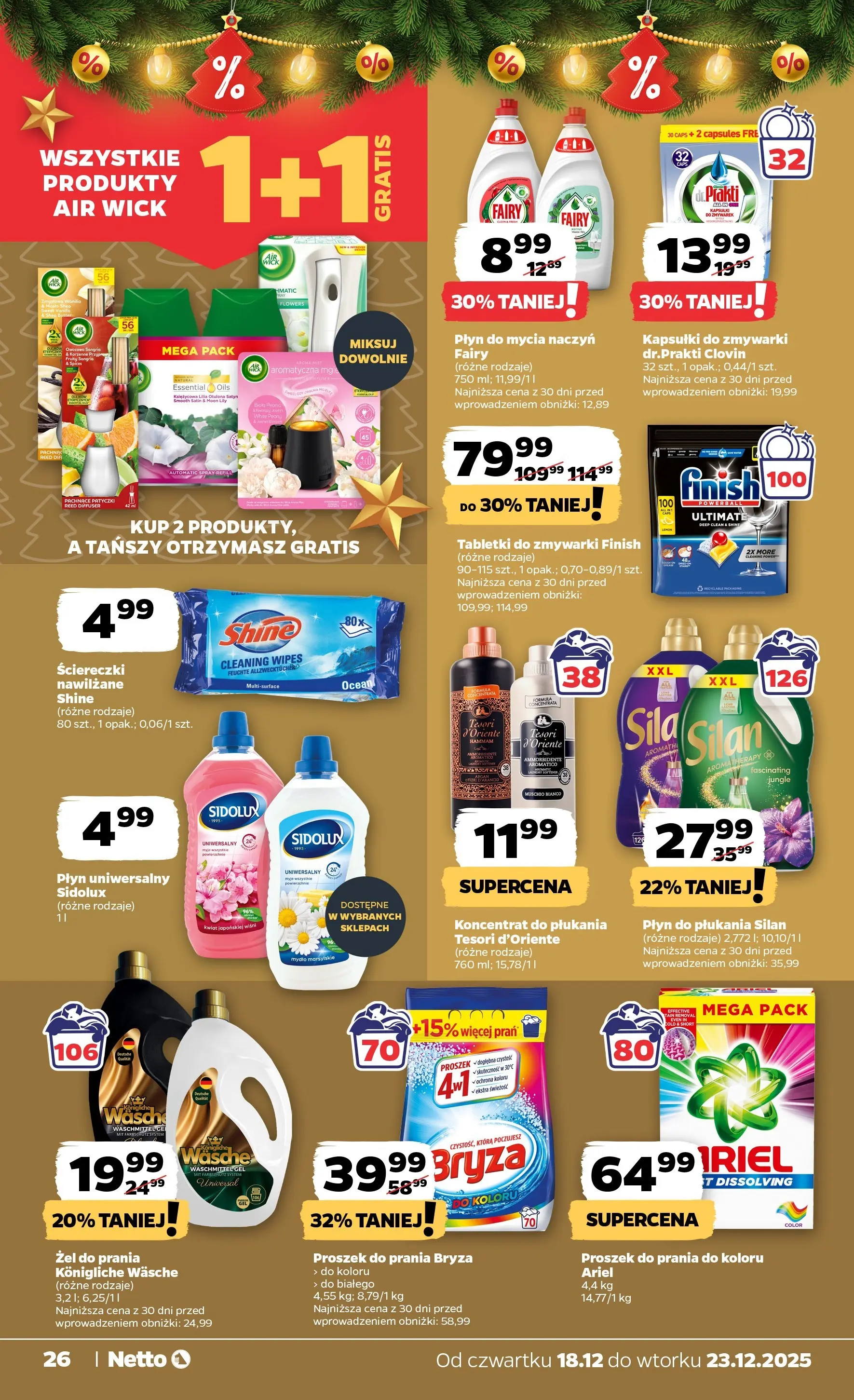 Netto gazetka od 18.12.2025 | Boże Narodzenie 🎄🎁 | Strona: 26 | Produkty: Ariel, Mydło, Proszek do prania, Tabletki do zmywarki