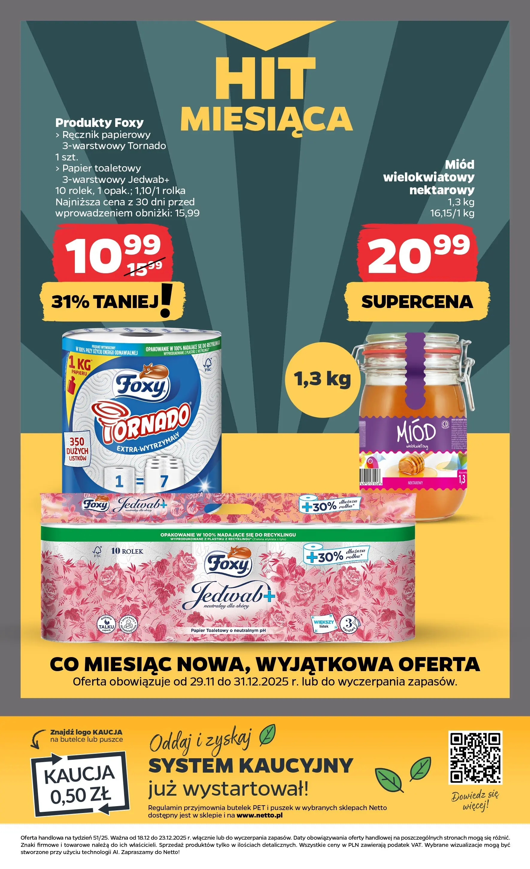Netto gazetka od 18.12.2025 | Boże Narodzenie 🎄🎁 | Strona: 28 | Produkty: Miód, Papier toaletowy, Ręcznik papierowy