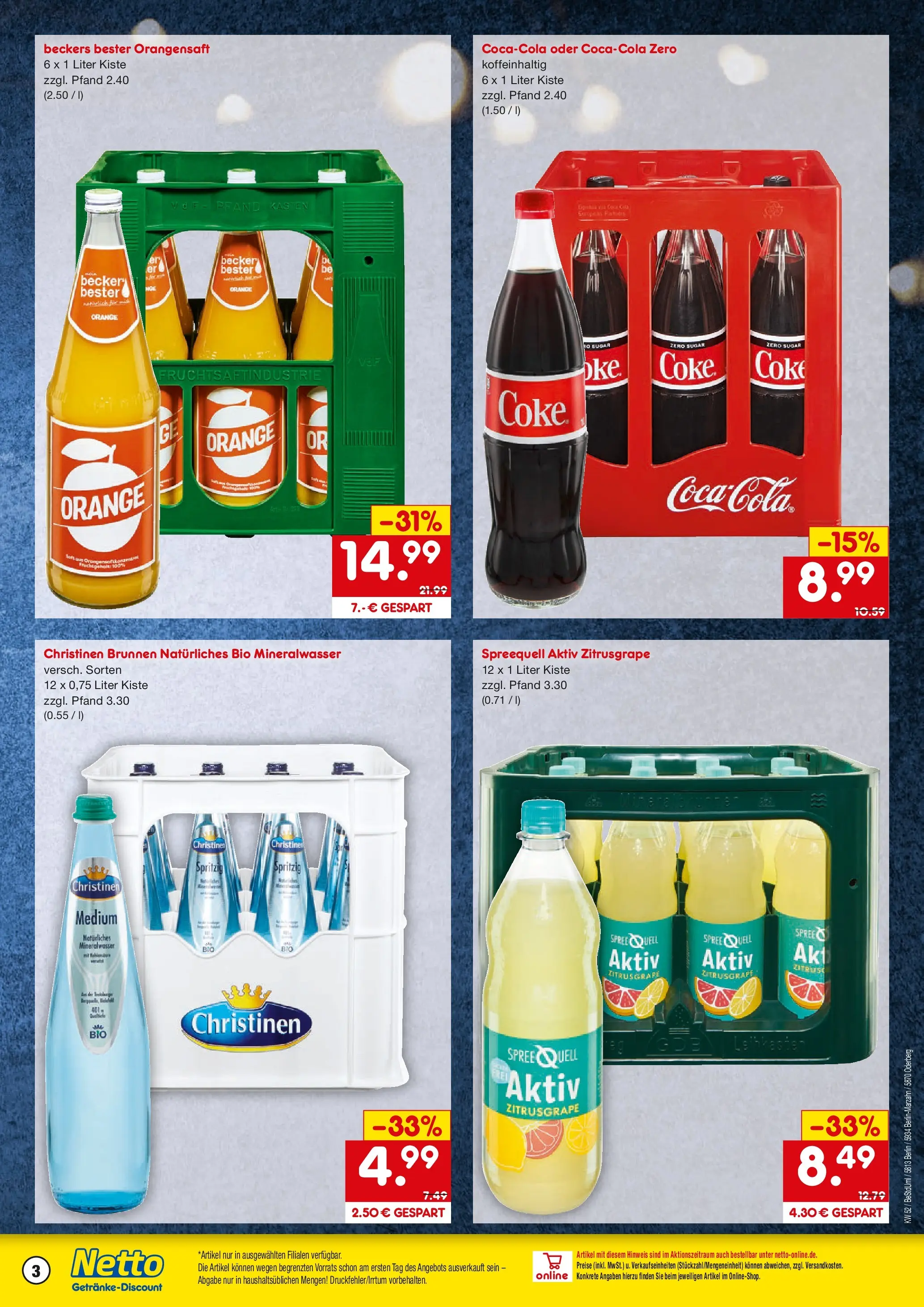 Netto Marken-Discount prospekt Berlin	 (ab 22.12.2025) » Angebote | Seite: 3 | Produkte: Orangensaft, Mineralwasser