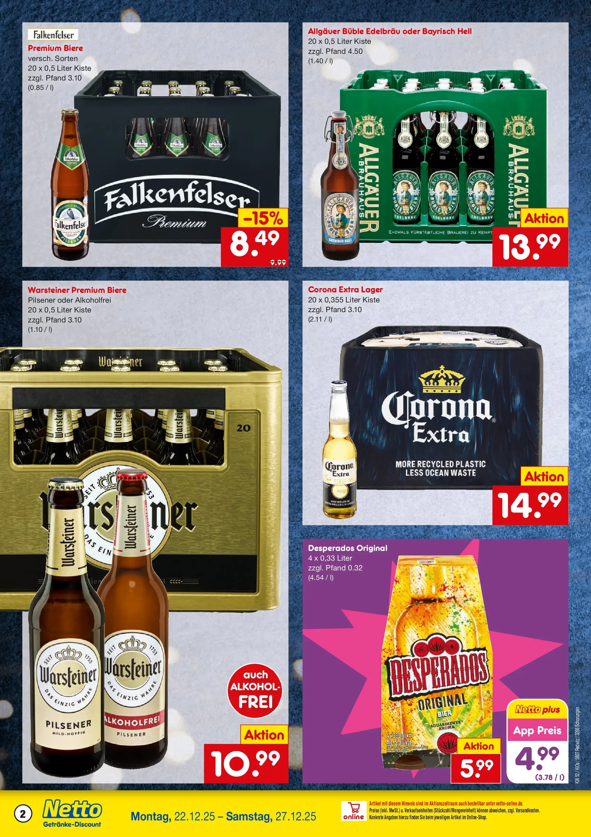 Netto Marken-Discount prospekt Redwitz	 (ab 22.12.2025) » Angebote | Seite: 2 | Produkte: Bier, Warsteiner, Desperados