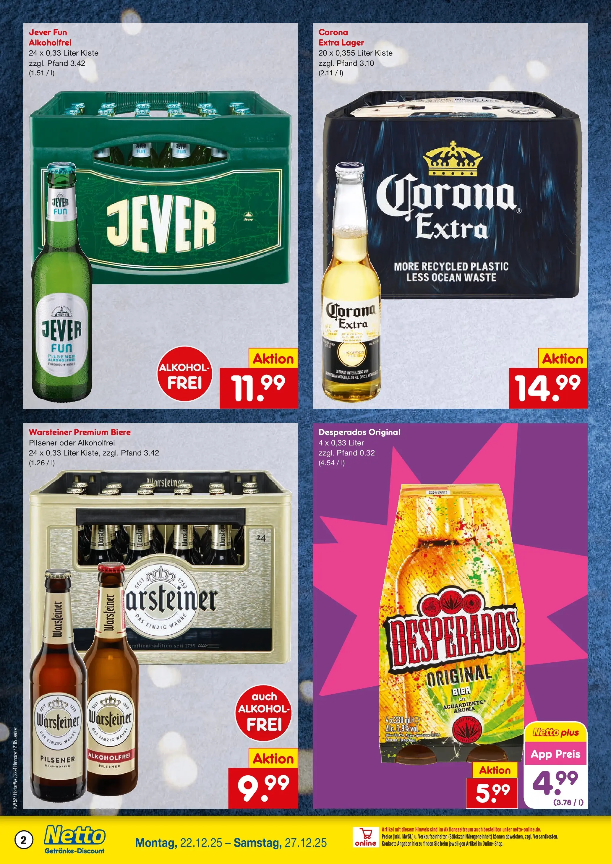 Netto Marken-Discount prospekt Laatzen	 (ab 22.12.2025) » Angebote | Seite: 2 | Produkte: Nokia, Warsteiner, Jever, Desperados