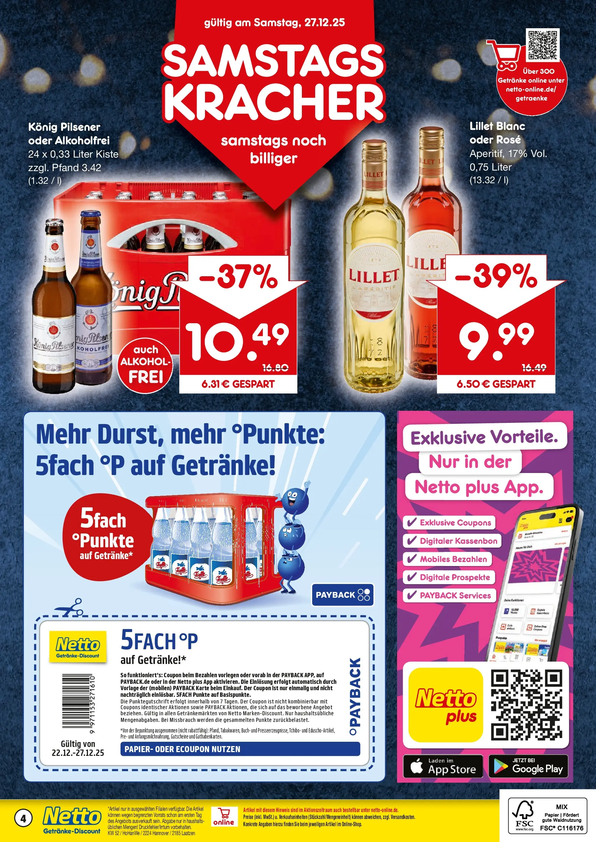 Netto Marken-Discount prospekt Laatzen	 (ab 22.12.2025) » Angebote | Seite: 4 | Produkte: Konig pilsener, Lillet
