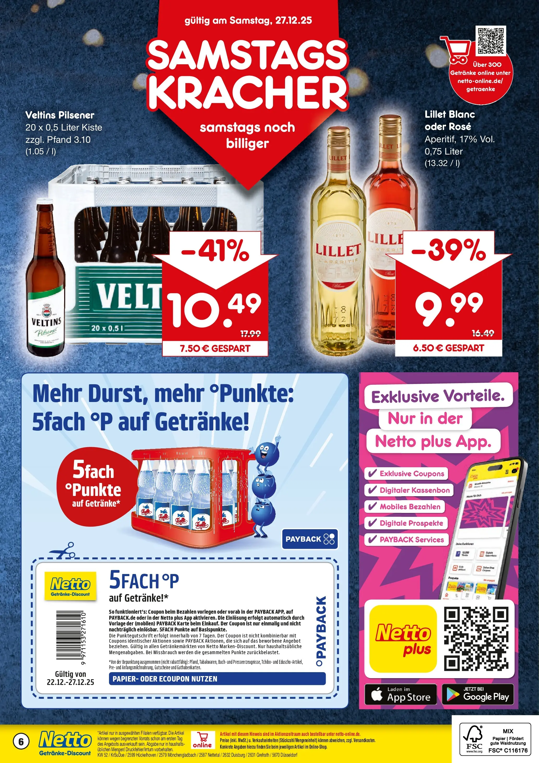 Netto Marken-Discount prospekt Hückelhoven-Baal	 (ab 22.12.2025) » Angebote | Seite: 6 | Produkte: Lillet, Veltins