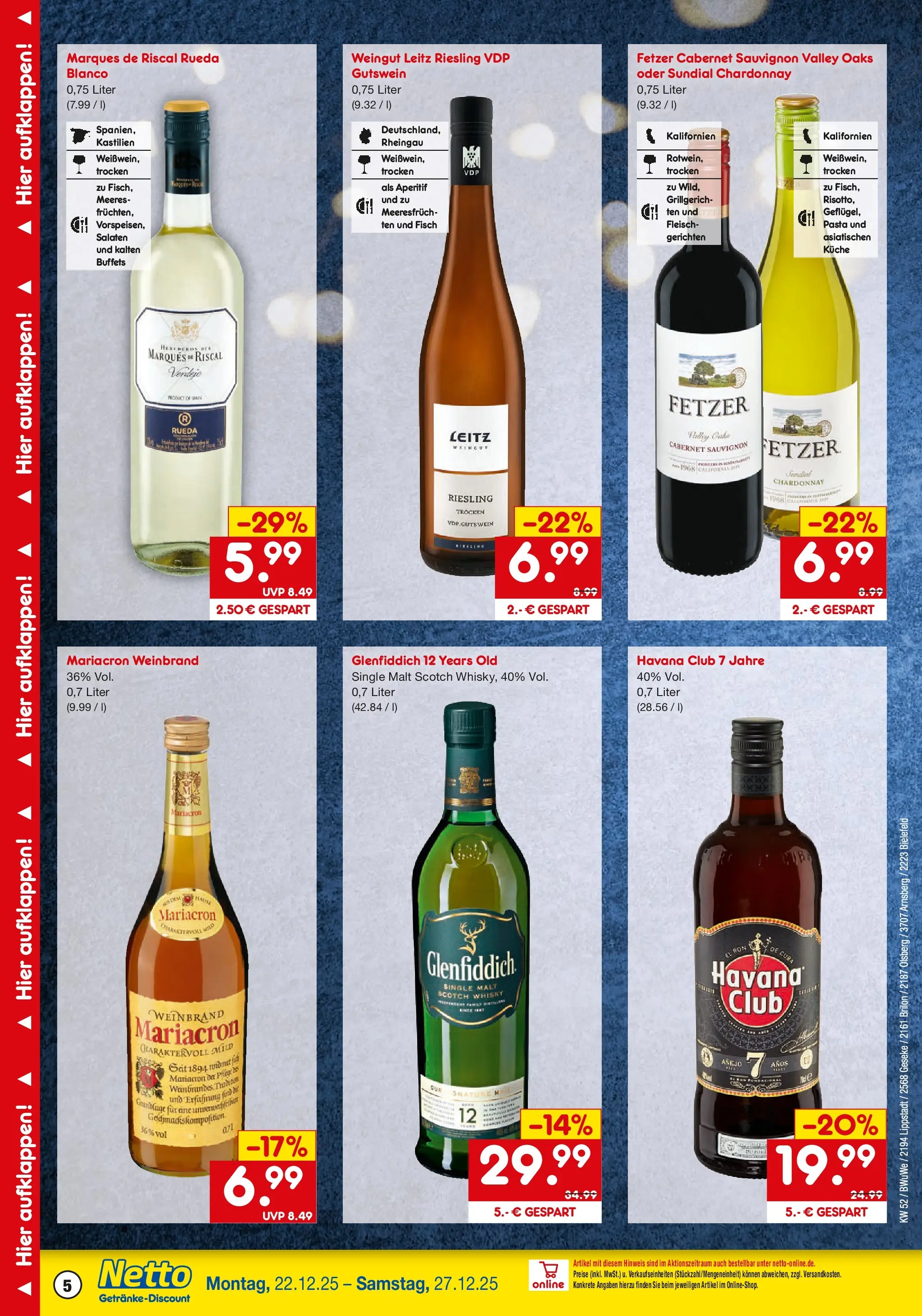 Netto Marken-Discount prospekt Bielefeld-Jöllenbeck	 (ab 22.12.2025) » Angebote | Seite: 5 | Produkte: Havana club, Whisky, Mariacron, Fleisch