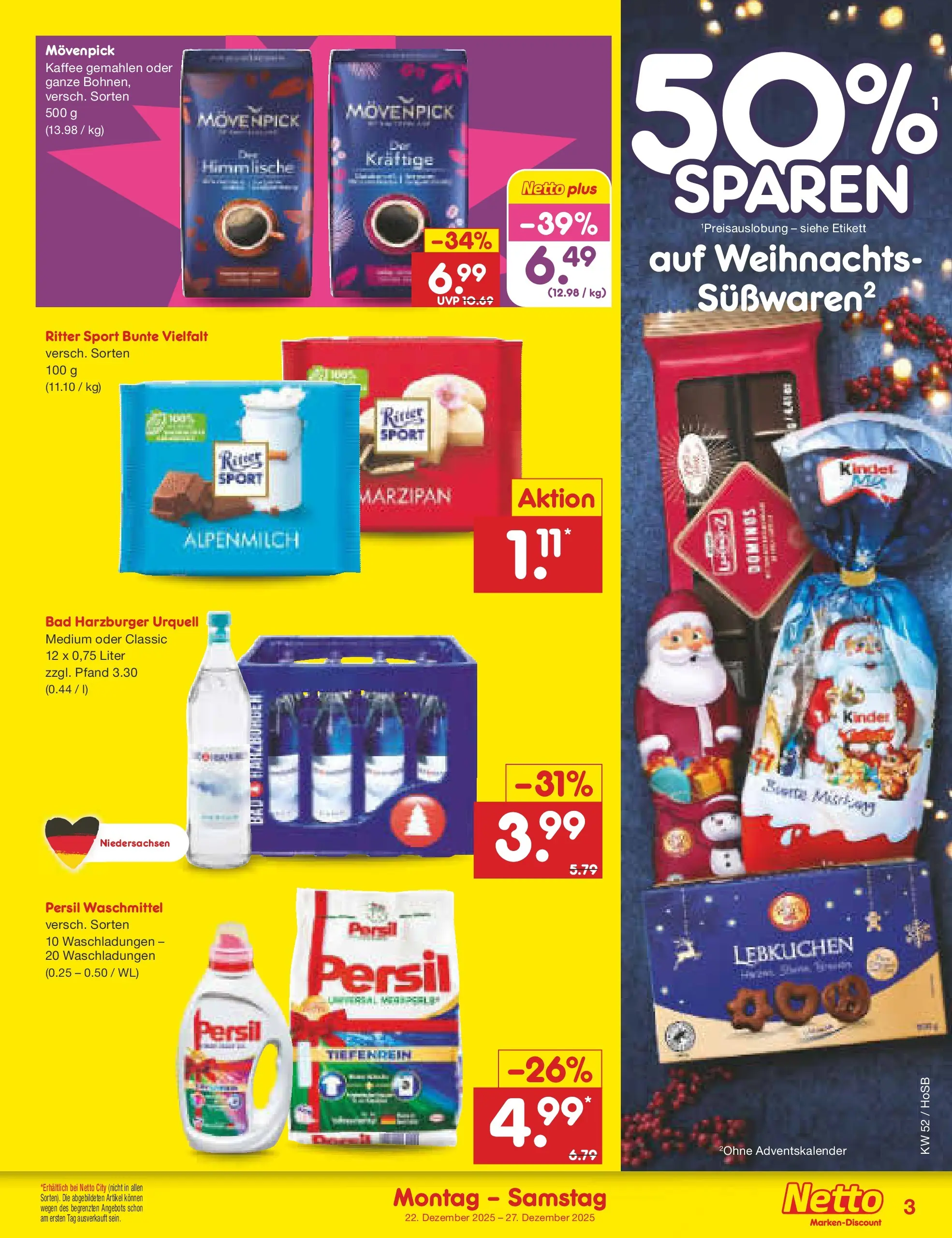 Netto Marken-Discount prospekt Hannover	 (ab 22.12.2025) » Angebote | Seite: 3 | Produkte: Kaffee, Bad, Waschmittel, Movenpick kaffee