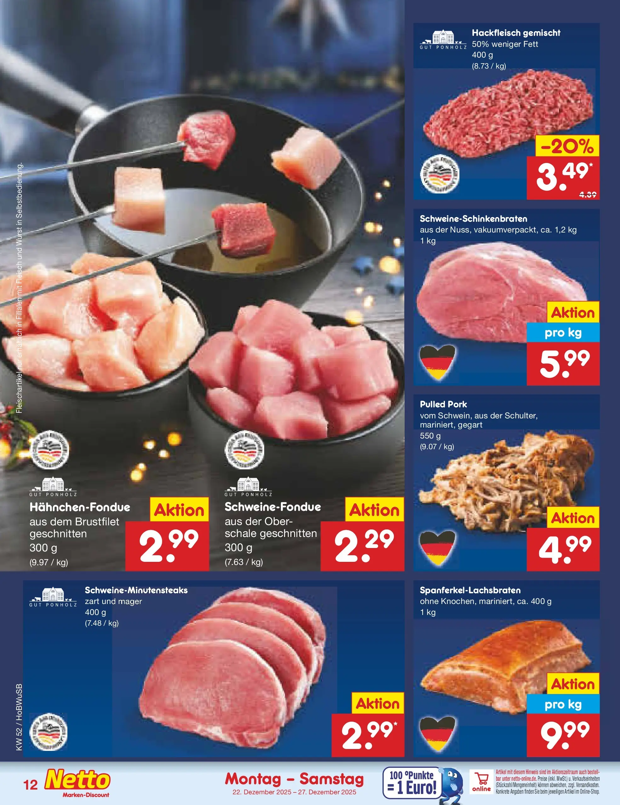 Netto Marken-Discount prospekt Stemwede-Dielingen	 (ab 21.12.2025) » Angebote | Seite: 12 | Produkte: Wurst, Fleisch, Hackfleisch