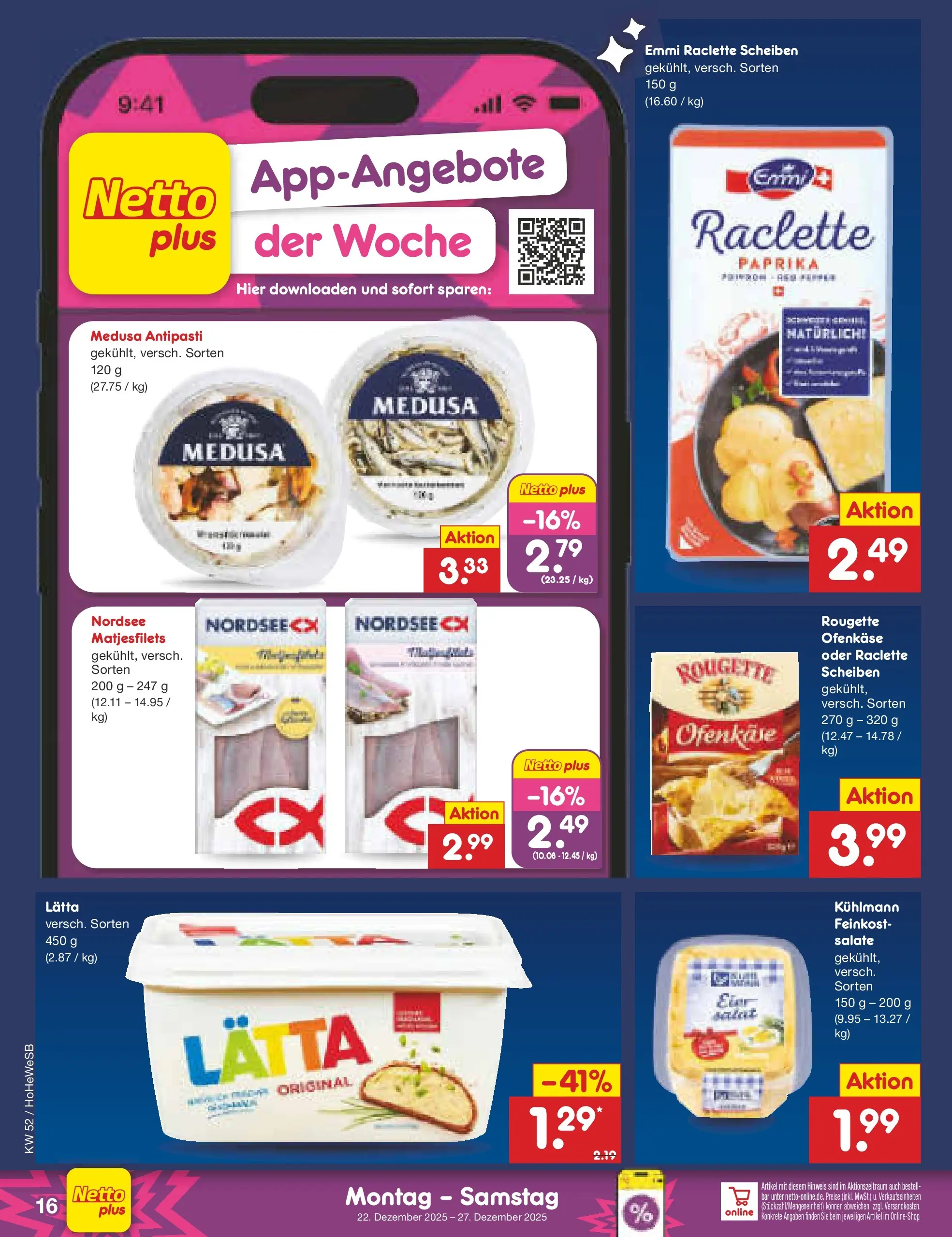 Netto Marken-Discount prospekt Hannover	 (ab 22.12.2025) » Angebote | Seite: 16 | Produkte: Paprika, Lätta, Raclette