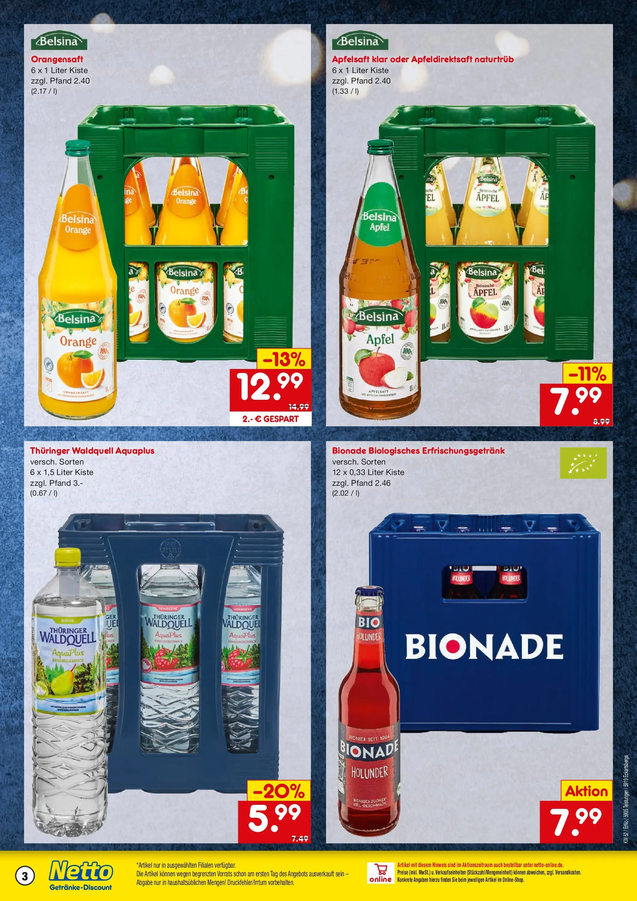 Netto Marken-Discount prospekt Eckartsberga	 (ab 22.12.2025) » Angebote | Seite: 3 | Produkte: Äpfel, Orangensaft, Apfelsaft, Himbeere