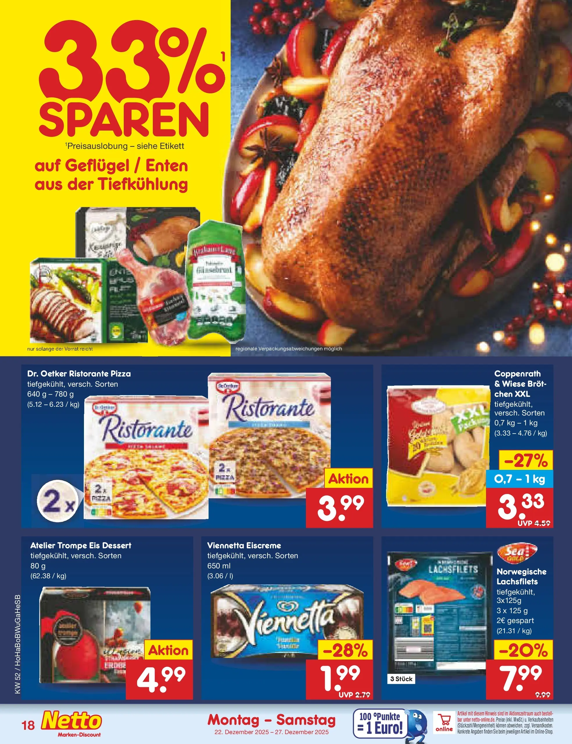 Netto Marken-Discount prospekt Stemwede-Dielingen	 (ab 21.12.2025) » Angebote | Seite: 18 | Produkte: Eiscreme, Brot, Pizza, Eis