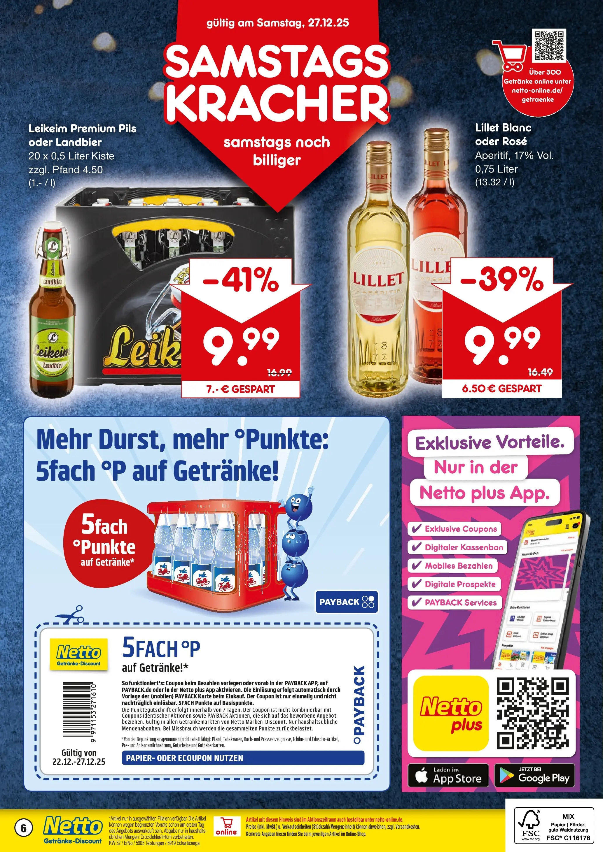 Netto Marken-Discount prospekt Eckartsberga	 (ab 22.12.2025) » Angebote | Seite: 6 | Produkte: Pils, Lillet