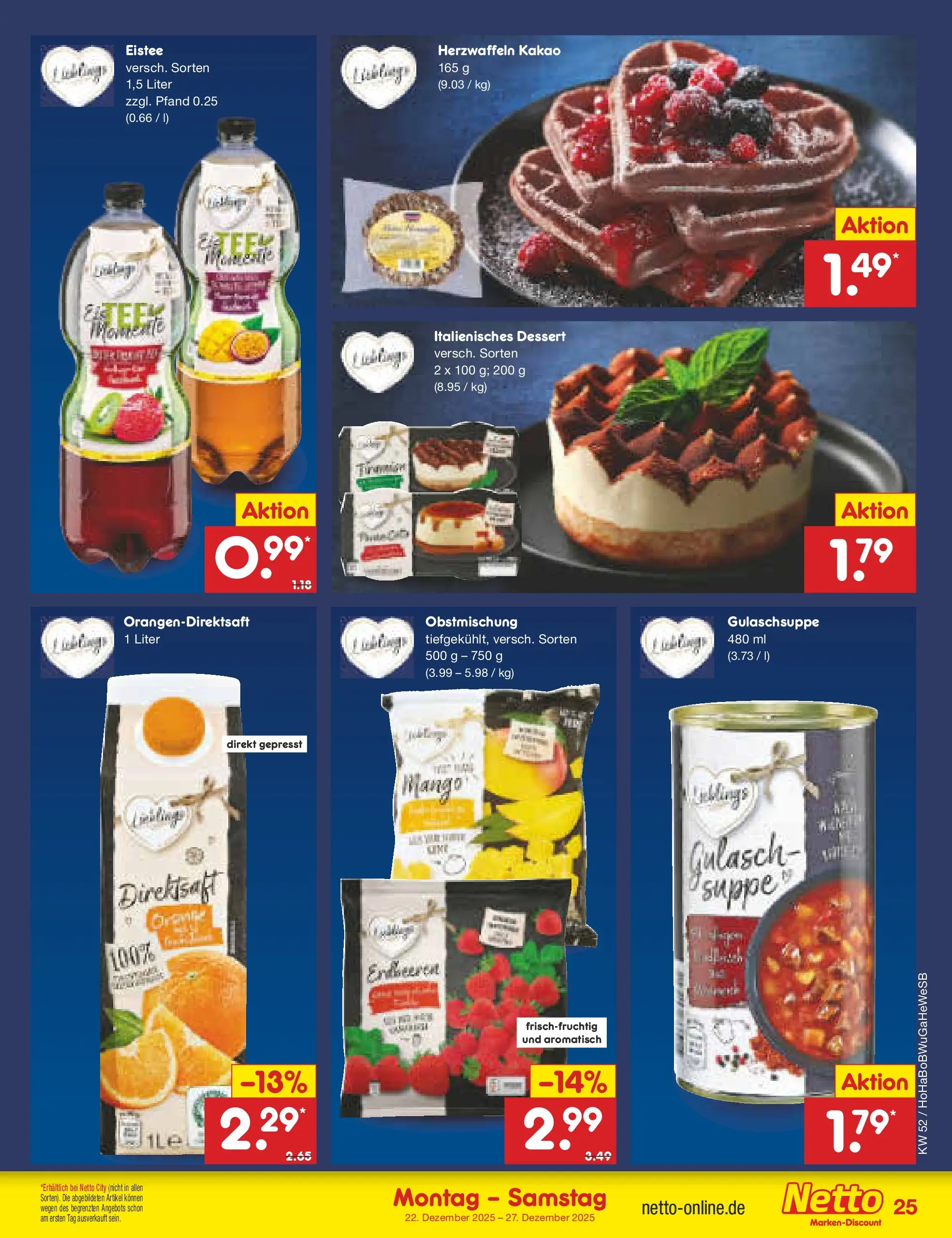 Netto Marken-Discount prospekt Stemwede-Dielingen	 (ab 21.12.2025) » Angebote | Seite: 25 | Produkte: Gulasch, Mango