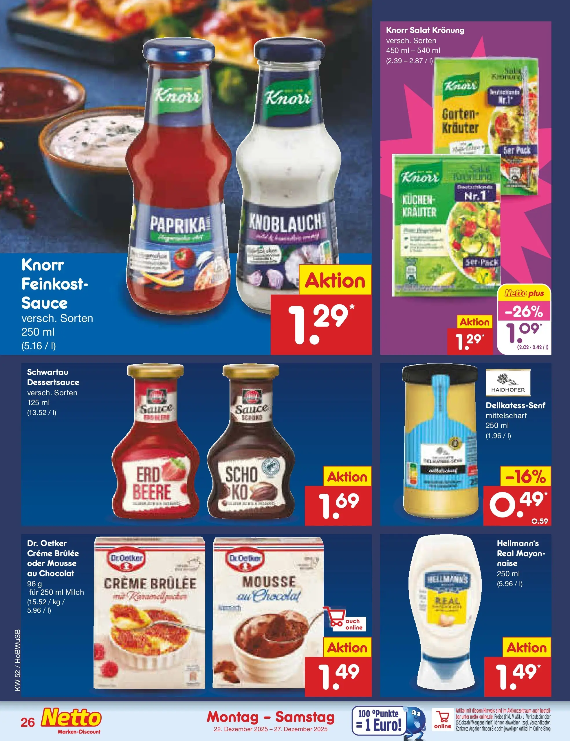 Netto Marken-Discount prospekt Stemwede-Dielingen	 (ab 21.12.2025) » Angebote | Seite: 26 | Produkte: Milch, Knorr, Creme brulee, Kuchen