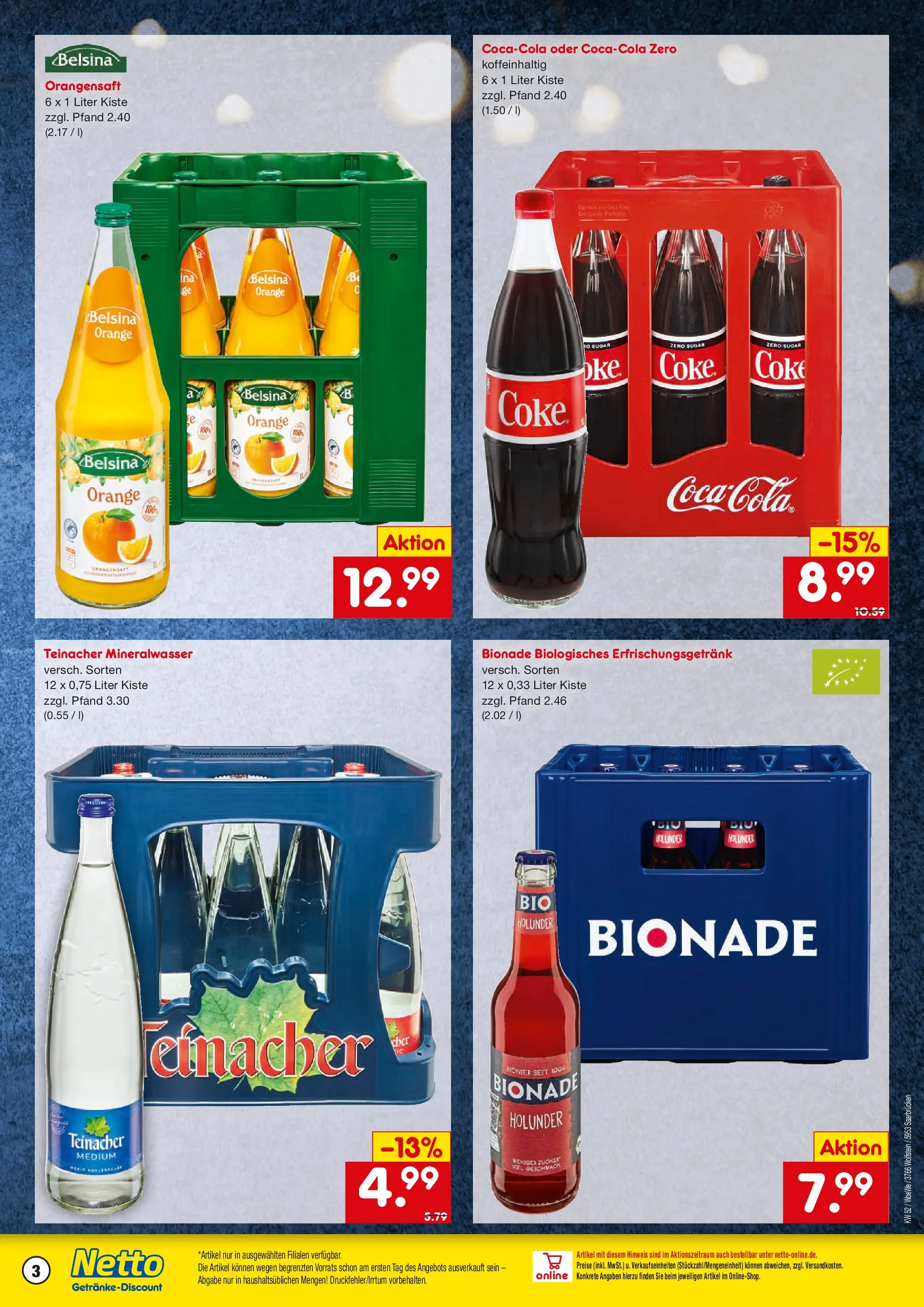 Netto Marken-Discount prospekt Saarbrücken	 (ab 22.12.2025) » Angebote | Seite: 3 | Produkte: Bionade, Orangensaft, Mineralwasser